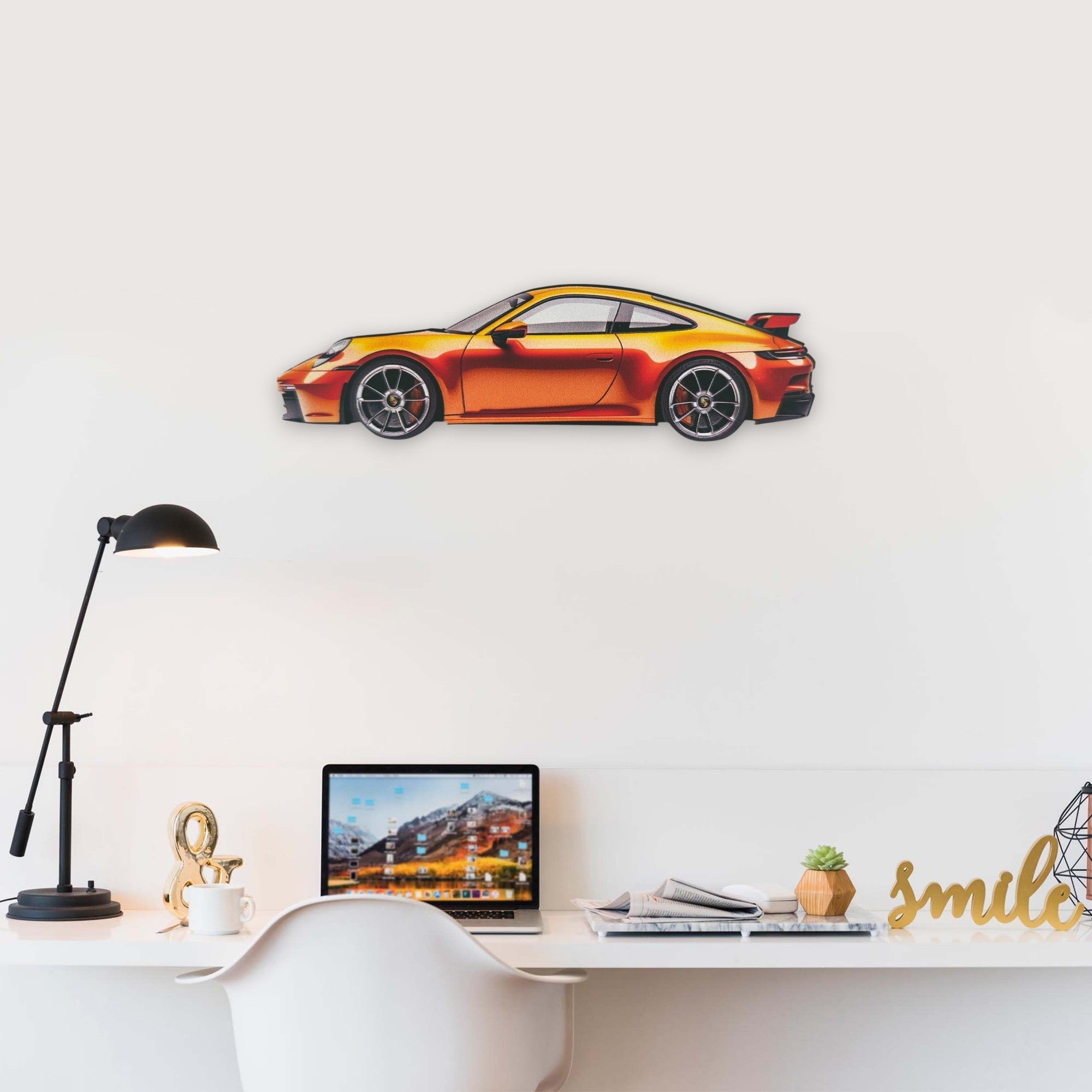 2021 Porsche 911 (992) GT3 (2) Metal Car Wall Art, Color 2D Diecast Car Decor, Silhouette Metal Wall Art, Gift For Car Lovers, Detailed Color Metal Car