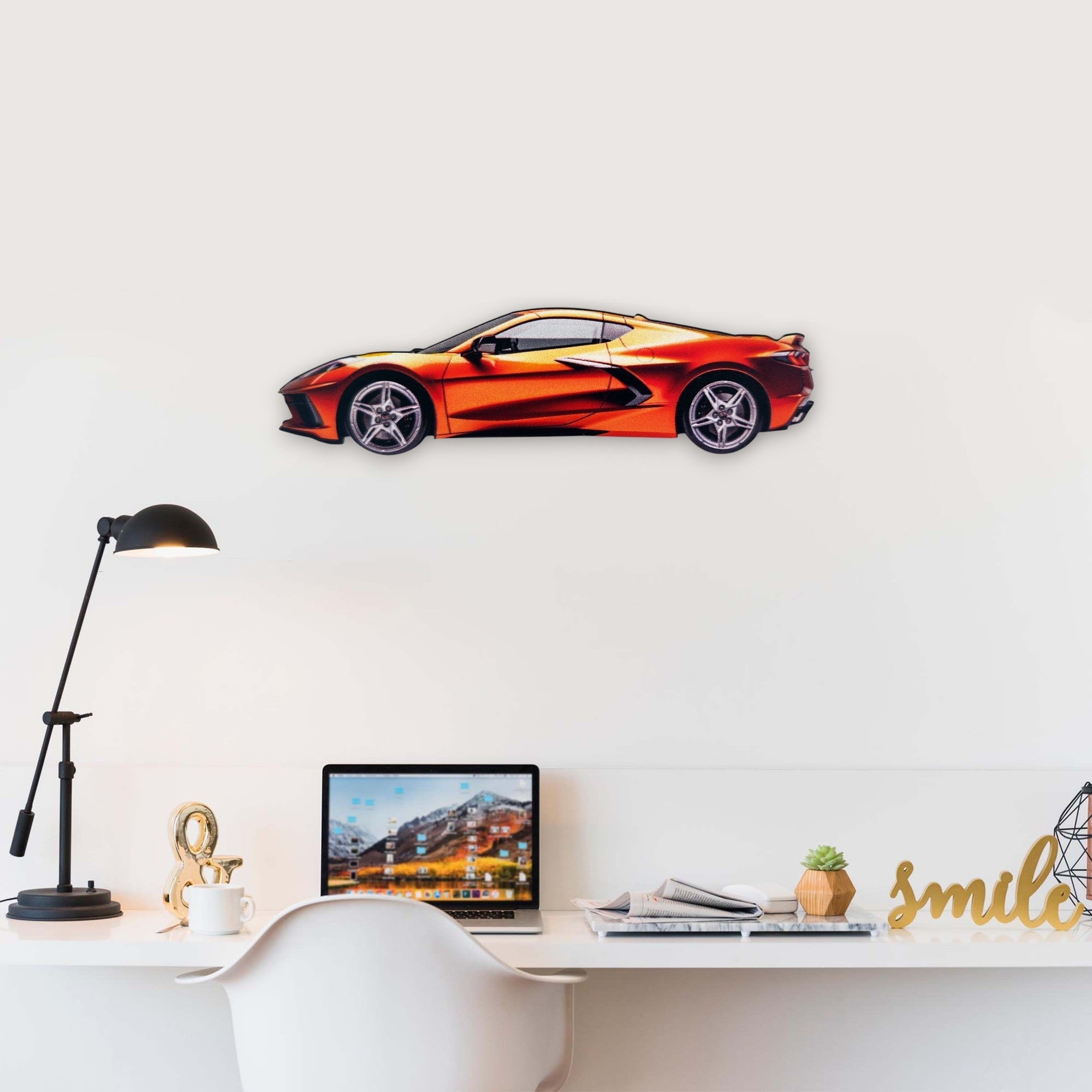 2023 Chevrolet Corvette Stingray (2) Metal Car Wall Art, Color 2D Diecast Car Decor, Silhouette Metal Wall Art, Gift For Car Lovers, Detailed Color Metal Car