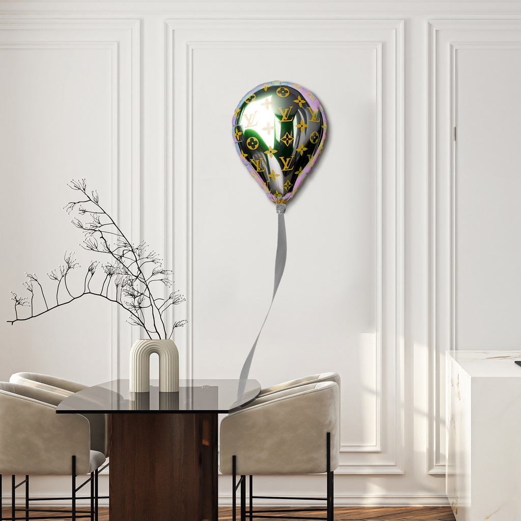 Designer-Inspired Luxe Acrylic Balloon Wall Art with Ribbon