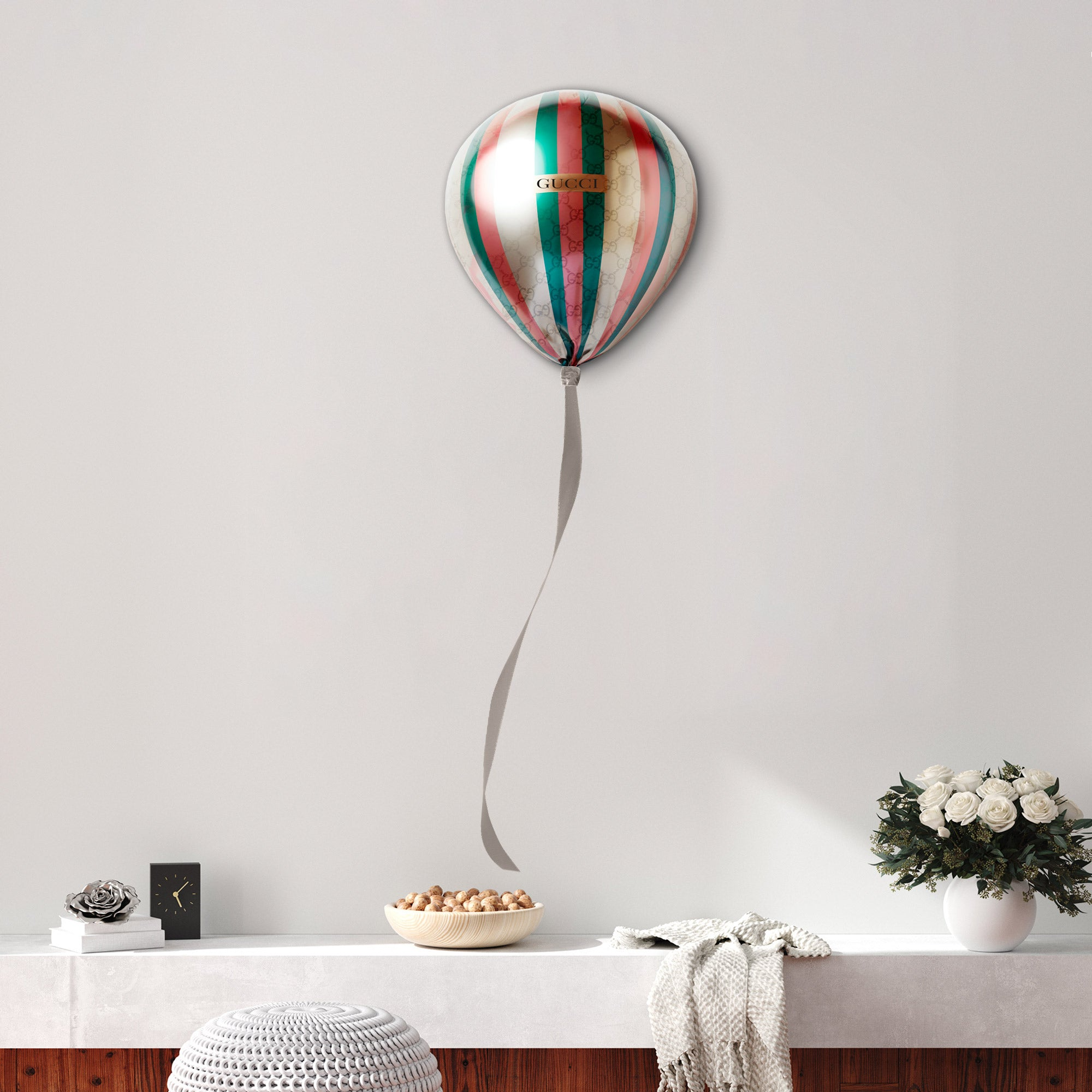 Designer-Inspired Luxe Acrylic Balloon Wall Art with Ribbon