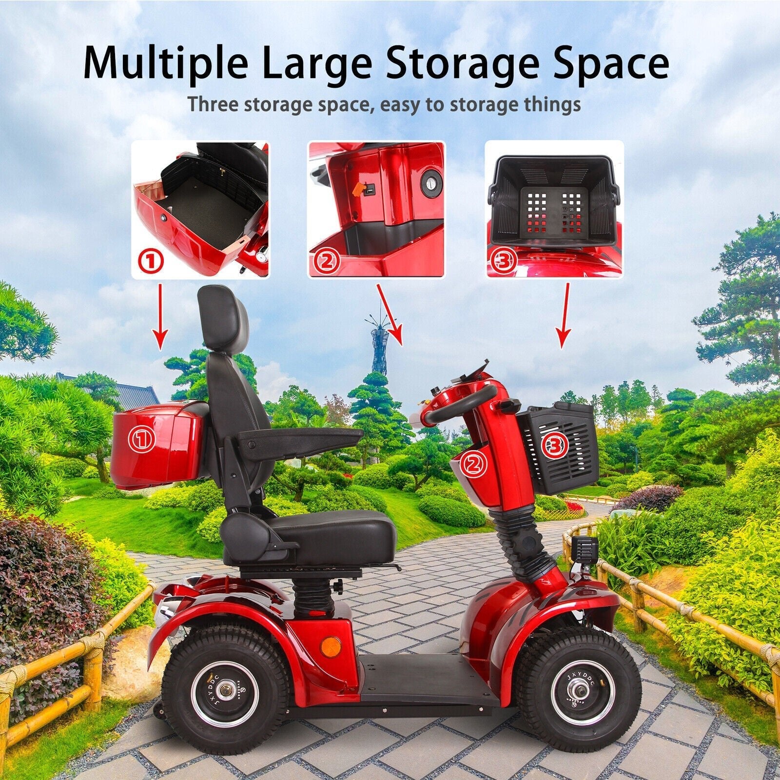 4-Wheel Heavy Duty 48V20AH Electric All-Terrain Mobility Scooter, 500W (SAK93647)