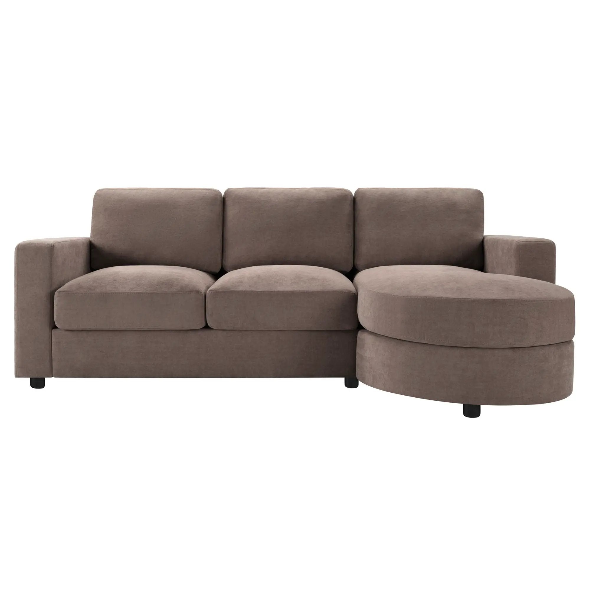 Modern L-Shaped Sectional Sofa With Curved Chaise, USB Ports, And Side Storage Pockets