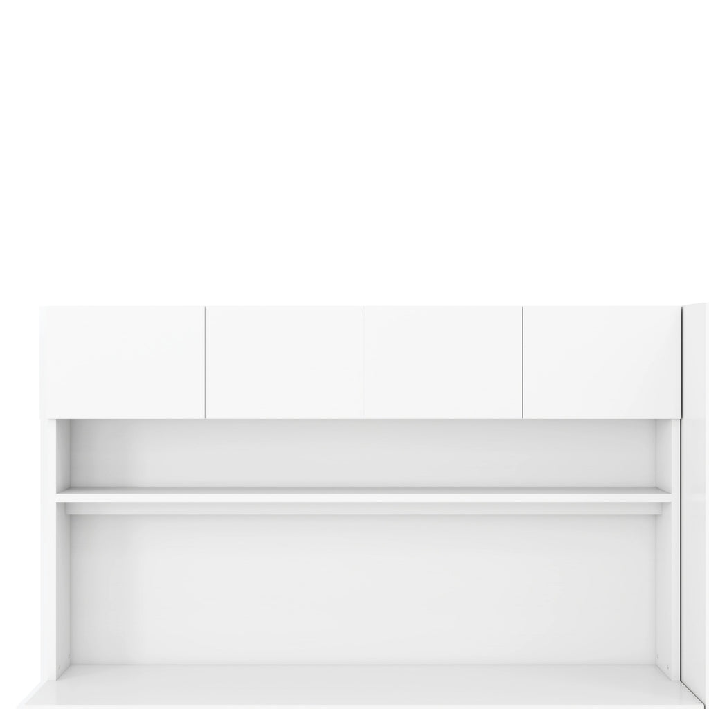 2 Door Wooden Storage Desk Wardrobe for Bedroom with Shelves and Drawers, White