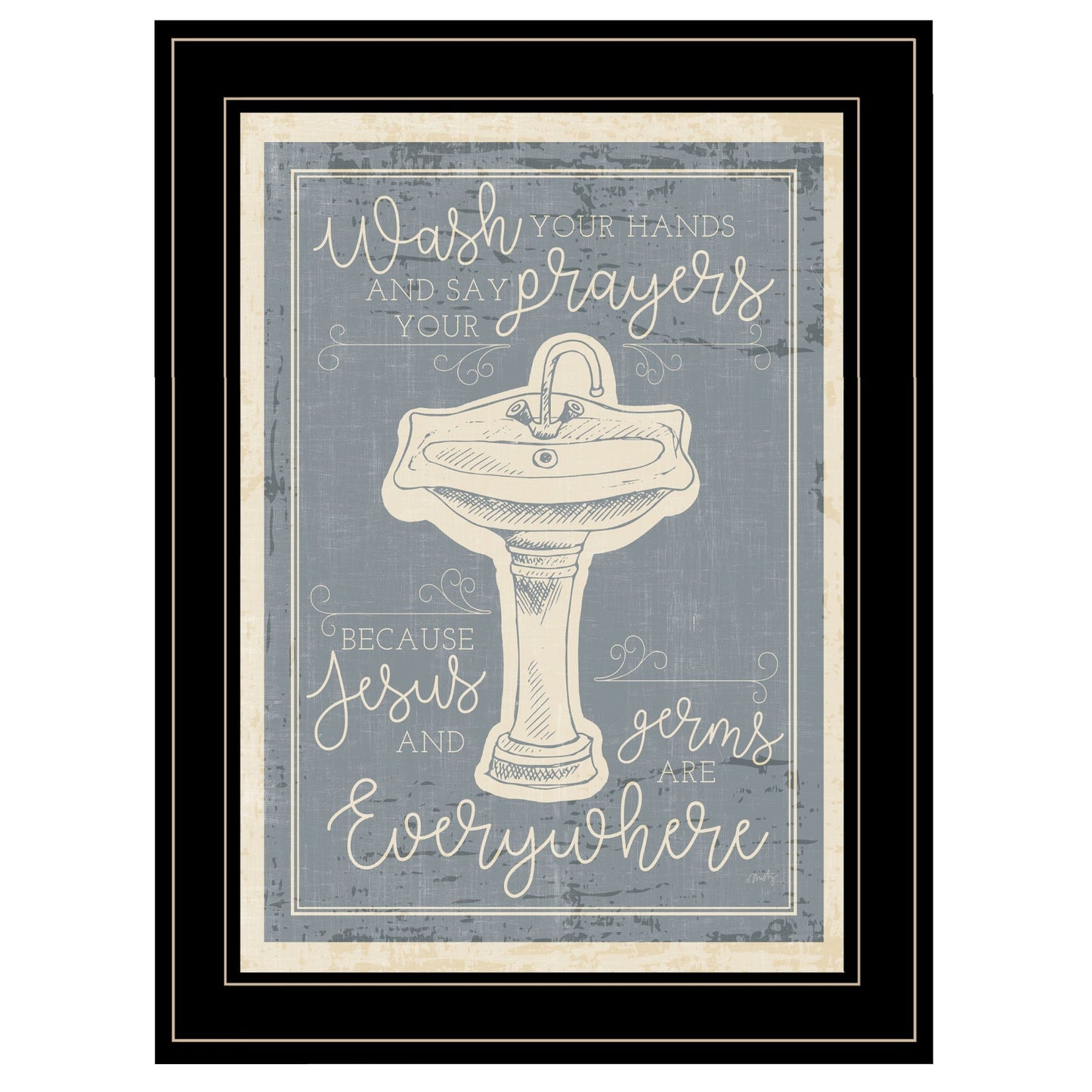 Wash Your Hands 8 Black Framed Print Bathroom Wall Art