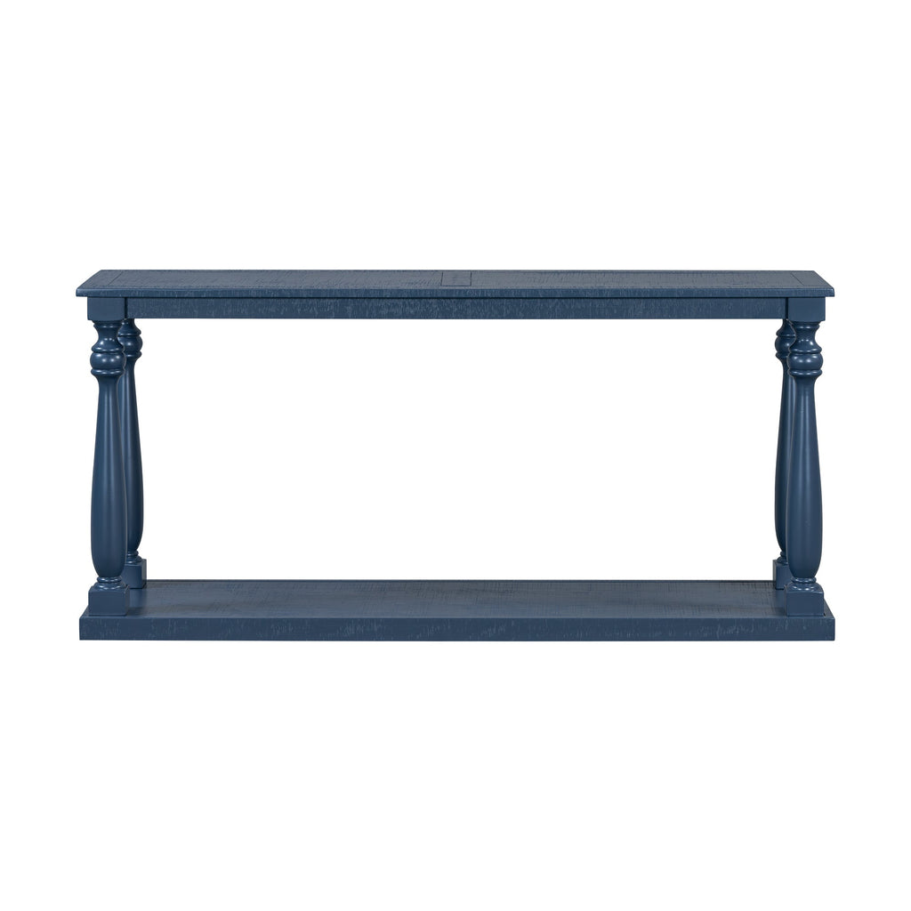U_STYLE Vintage Wood Grain Console Table with Bottom Shelf and Four Vase Legs, Suitable for Entryway, Hallway, Living Room, Bedroom