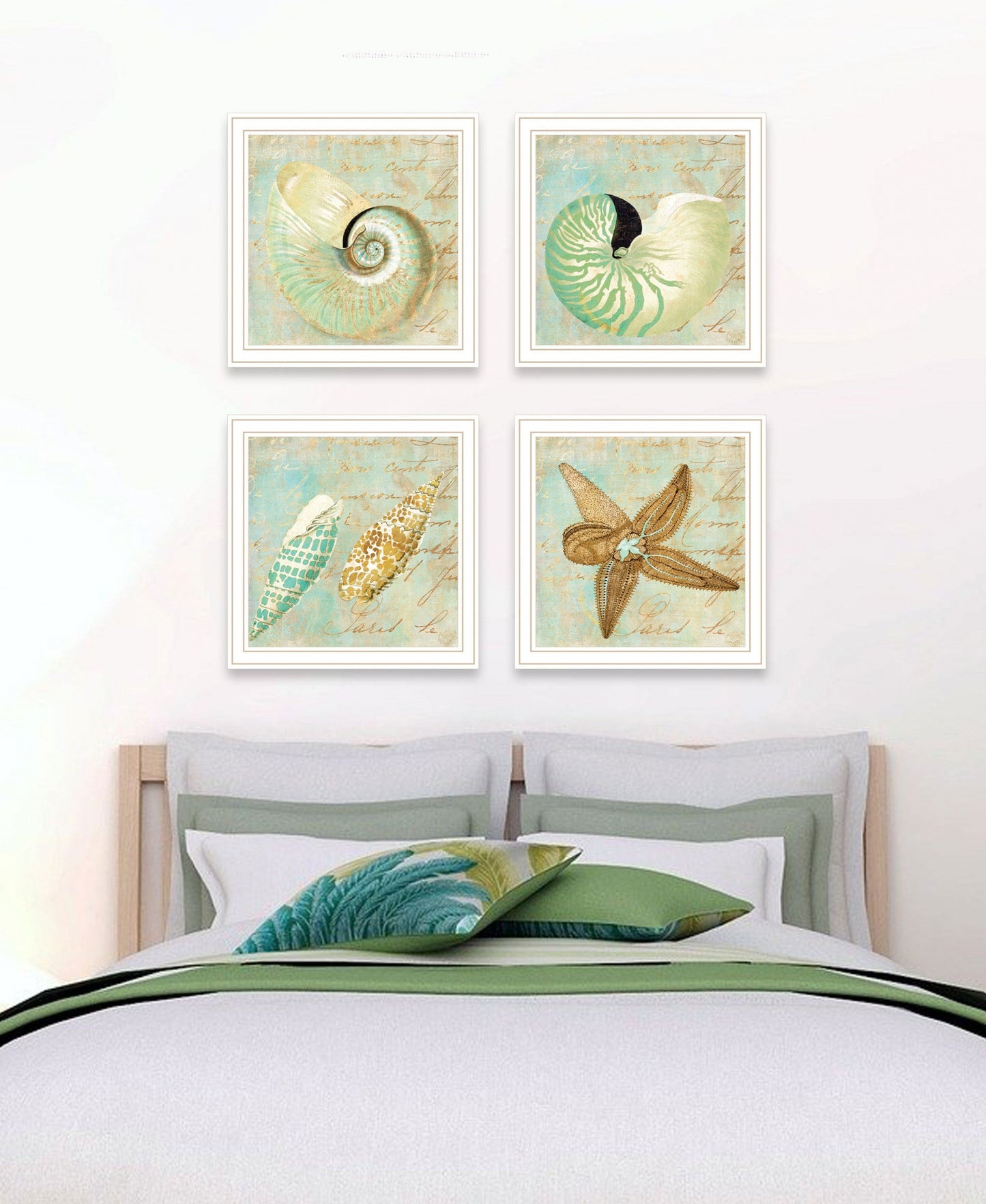 Set Of Four Ocean 2 White Framed Print Wall Art