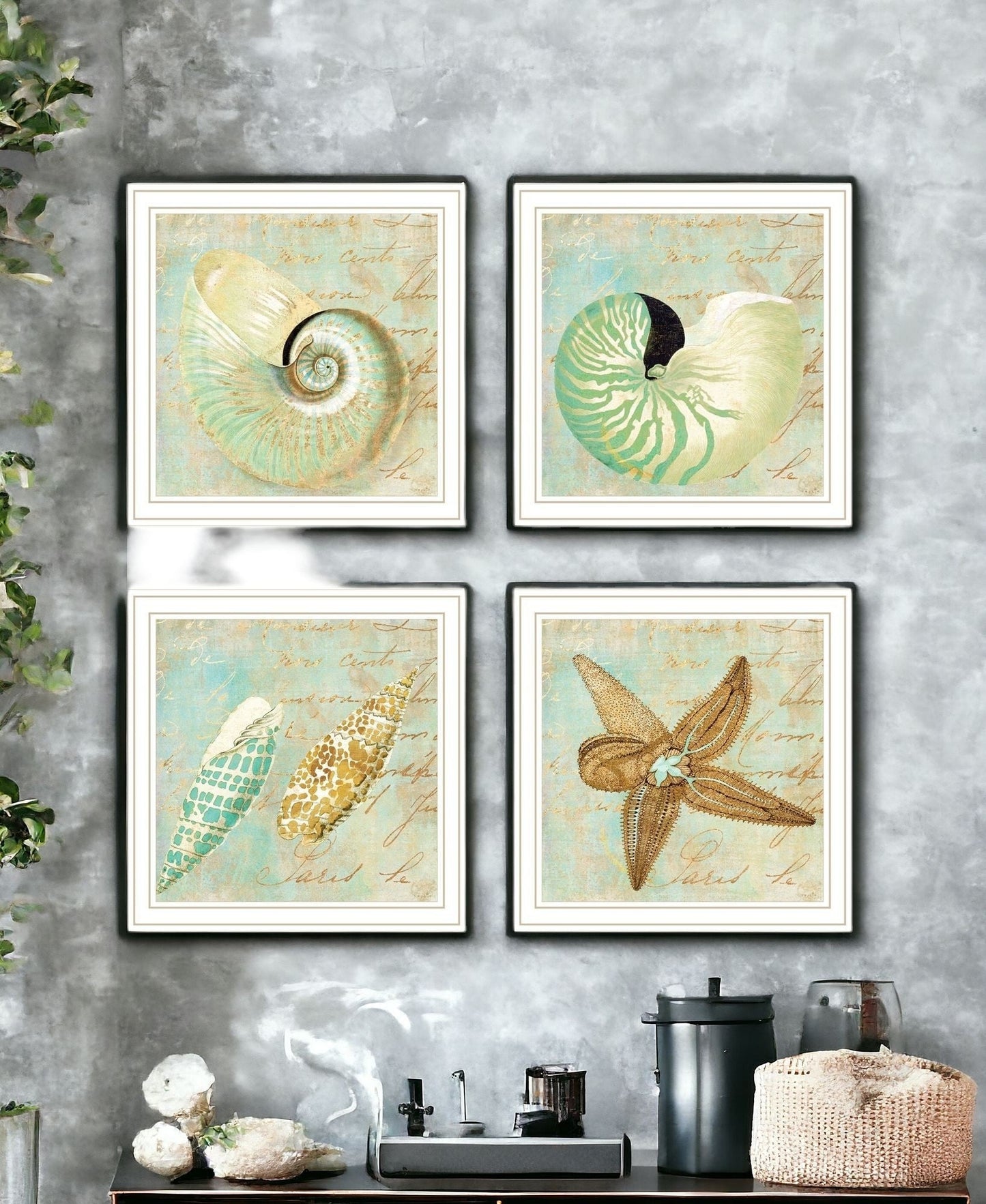 Set Of Four Ocean 2 White Framed Print Wall Art