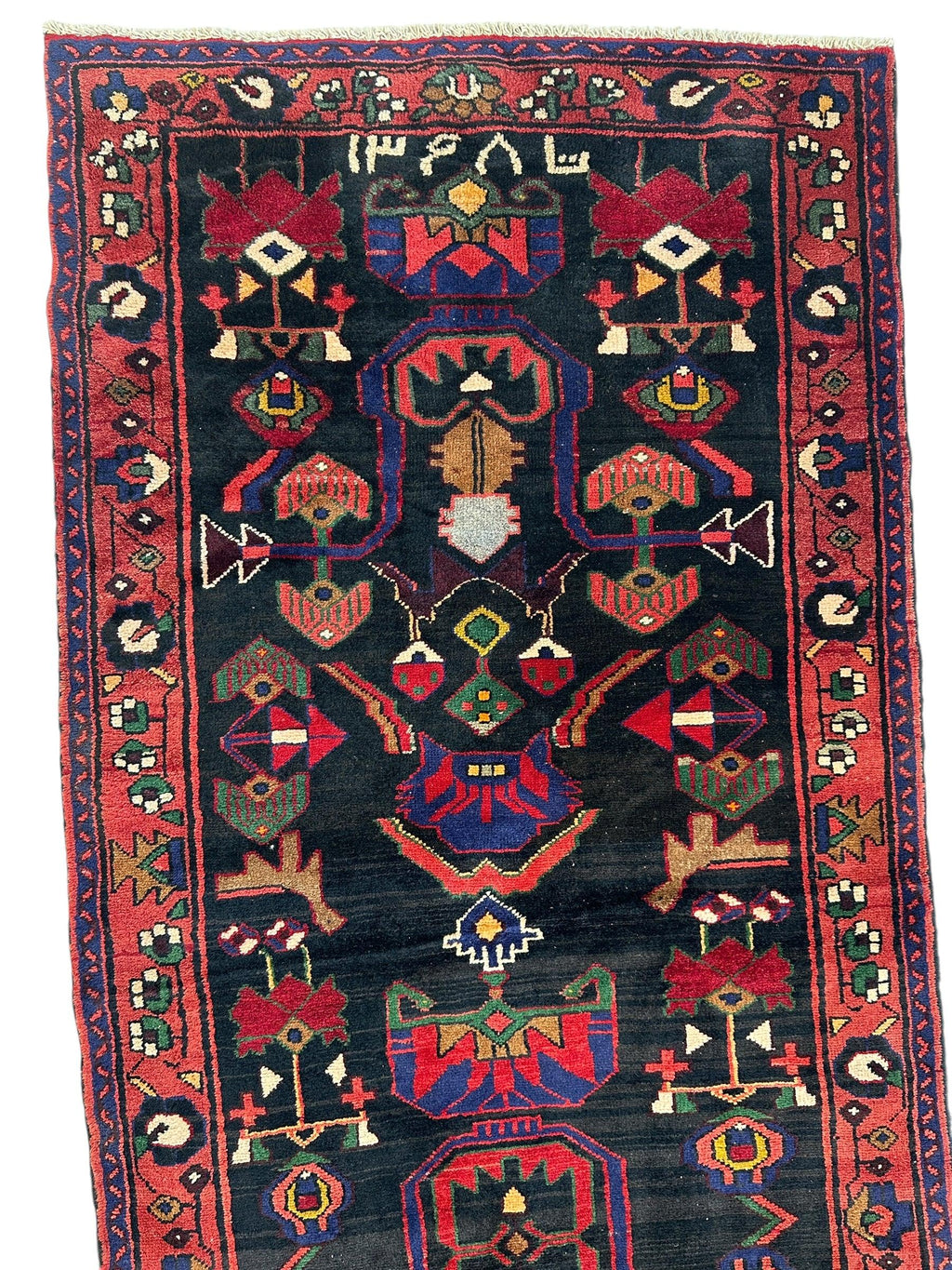Hand-Knotted Persian Hamadan Runner - 3'6" x 10' | Tribal Wool Rug