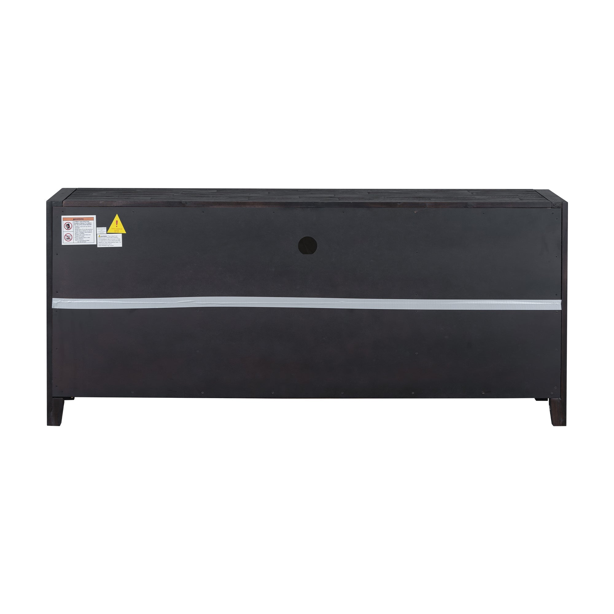 U-Can Retro Distressed Wooden TV Stand for TVs up to 65 Inches, Entertainment Center Media Console with 6 Drawers and 3 Shelves for Living room, Black