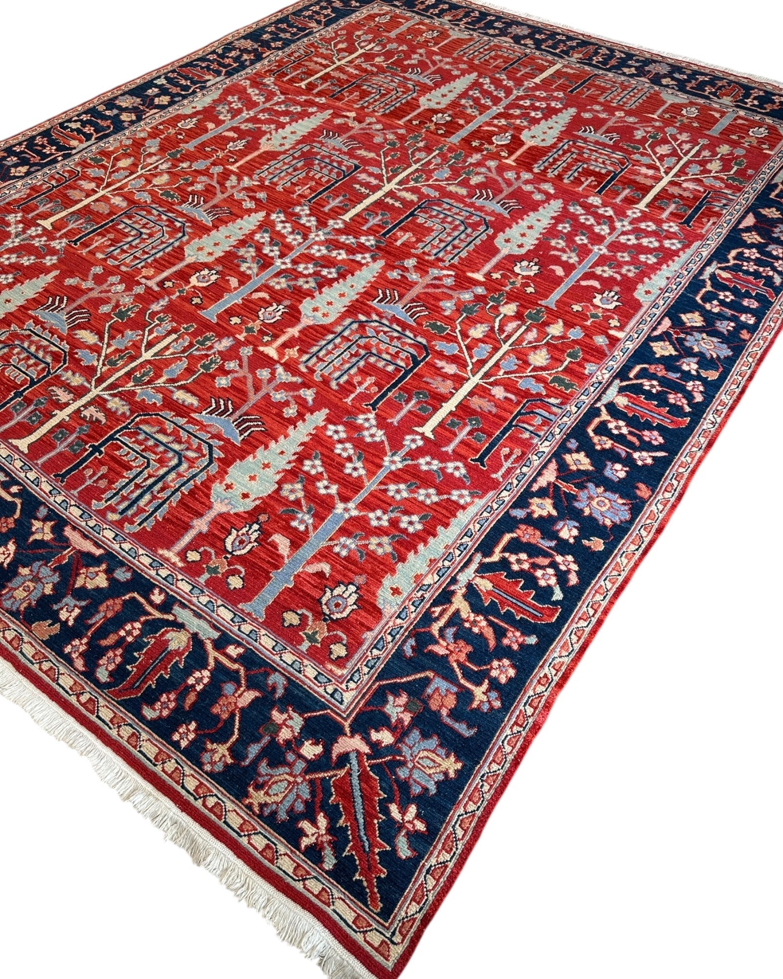 Handwoven Soumak Multicolor Wool Area Rug – 8’ x 10’
