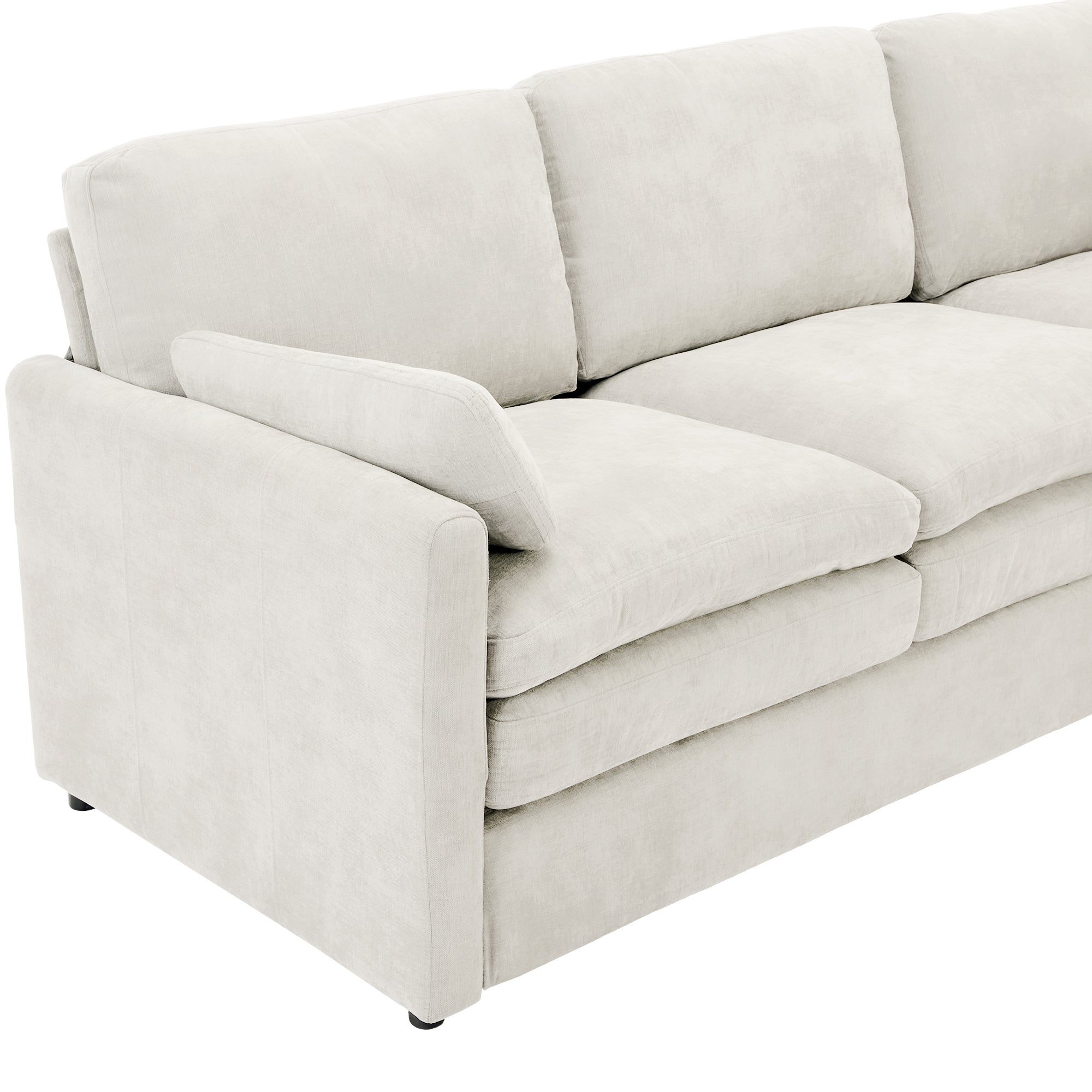 89'  Cozy Upholstered 3-seater Sofa Oversized Comfy Cloud Sofa Double Cushion 3-seater Sofa Plush Cushion Sofa Couch for Living Room, Beige