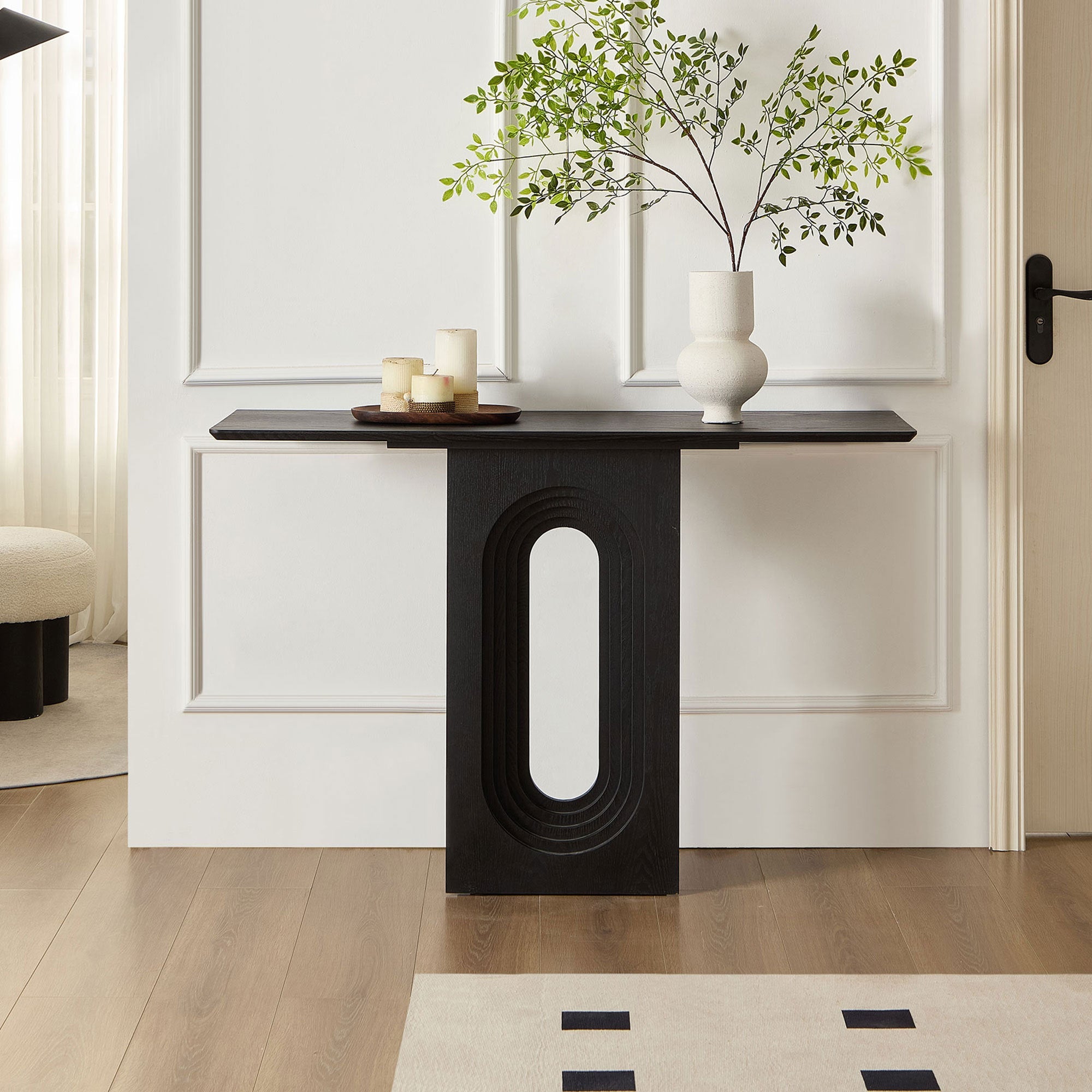 47.24 Inch Entryway Table for Living Room,Narrow Console Table with Unique Loopback Design, Modern Design MDF Sofa Table Entrance Table for Hallway, Entrance,Apartment ,Black