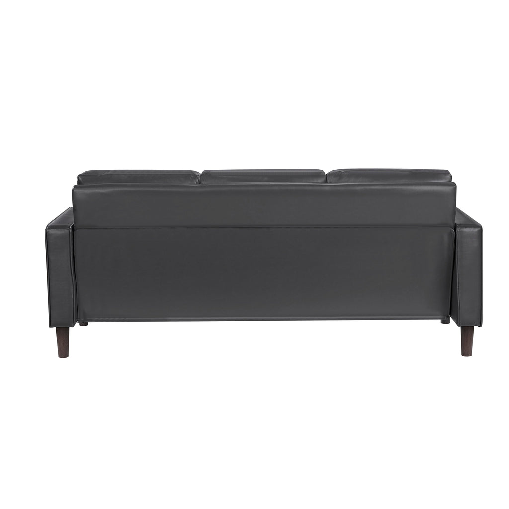 Modern Living Room Furniture 3pc Set Sofa Loveseat Chair Dark Gray Faux Leather Upholstered Cushion Back Seat Solid Wood