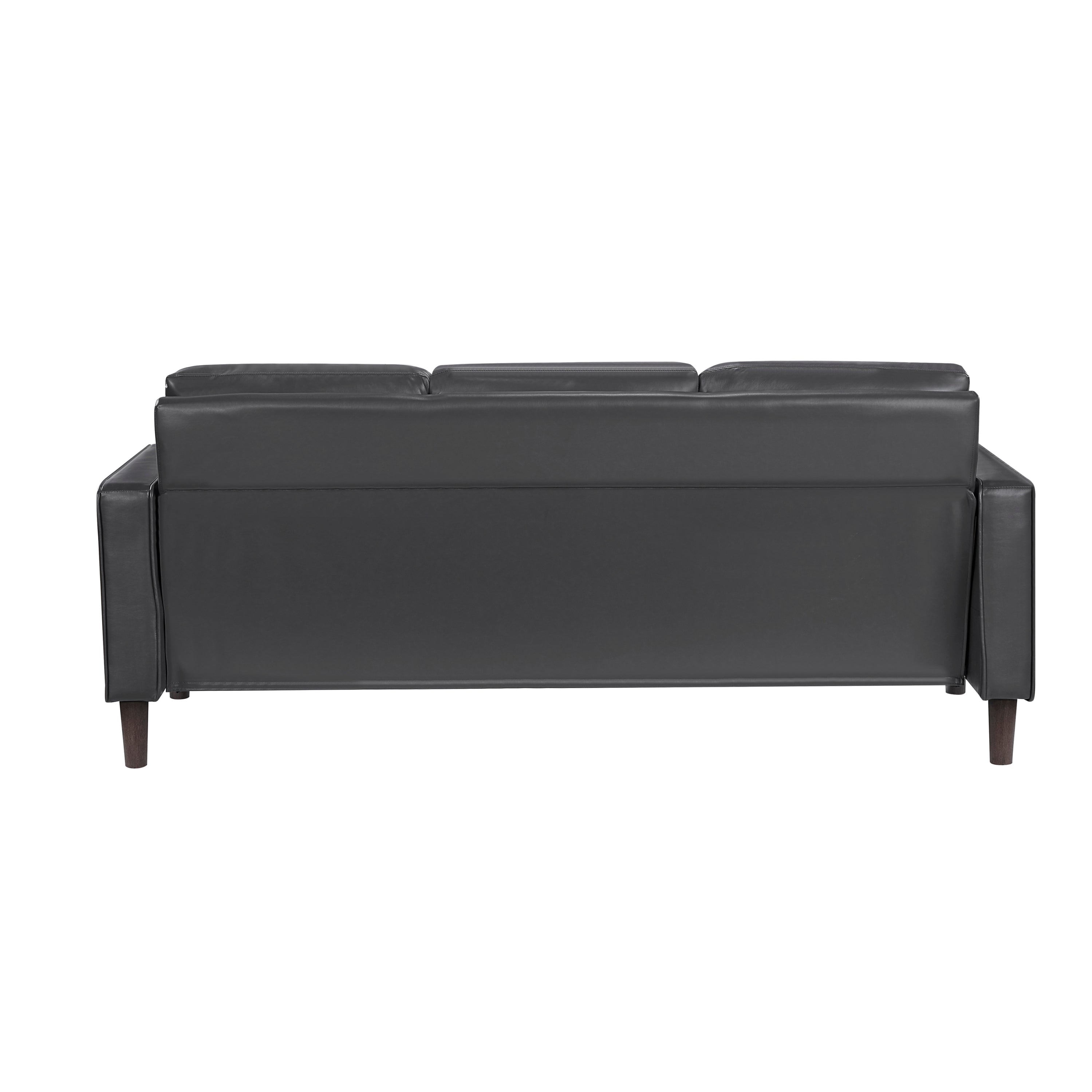 Modern Living Room Furniture 3pc Set Sofa Loveseat Chair Dark Gray Faux Leather Upholstered Cushion Back Seat Solid Wood