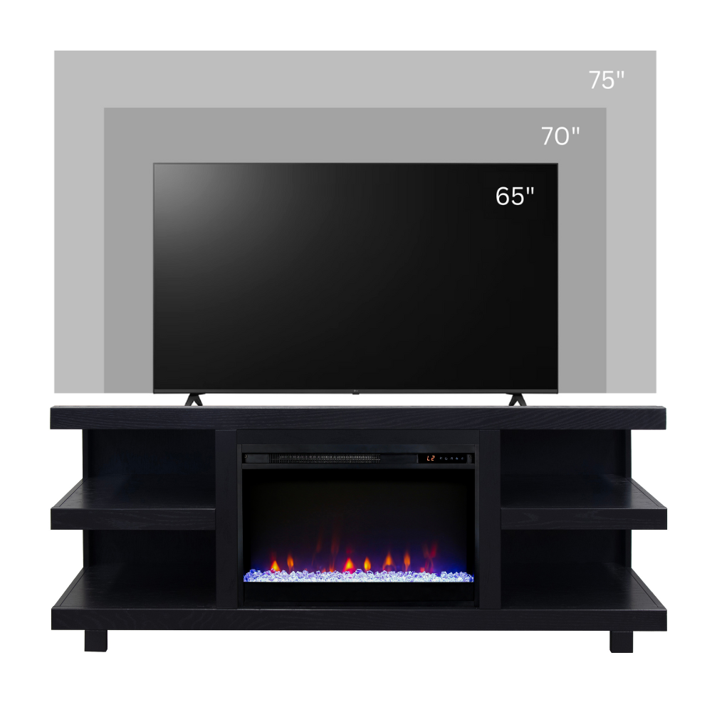Laurel Canyon 65 inch Fireplace TV Stand for TVs up to 75 inches, Minimal Assembly, Clove Finish