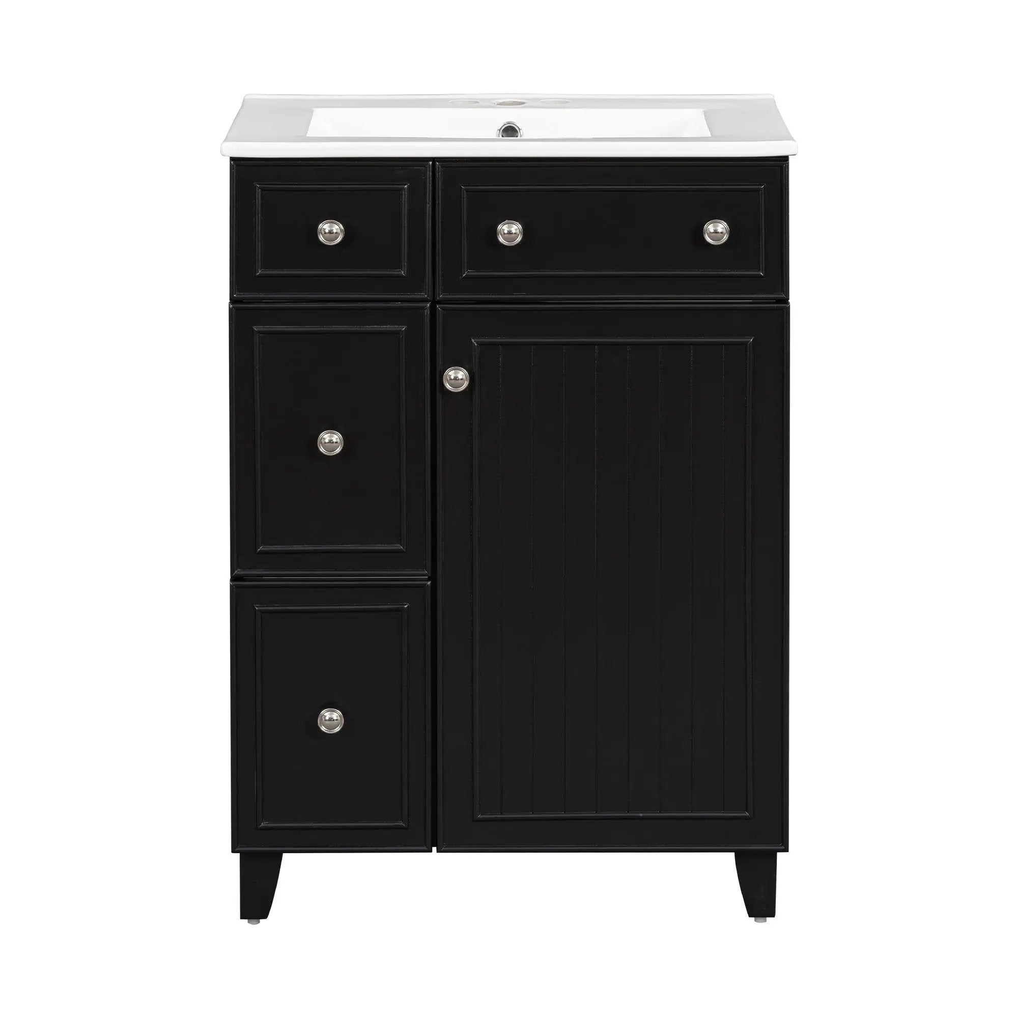 Transitional Style Bathroom Vanity Cabinet With Ceramic Sink