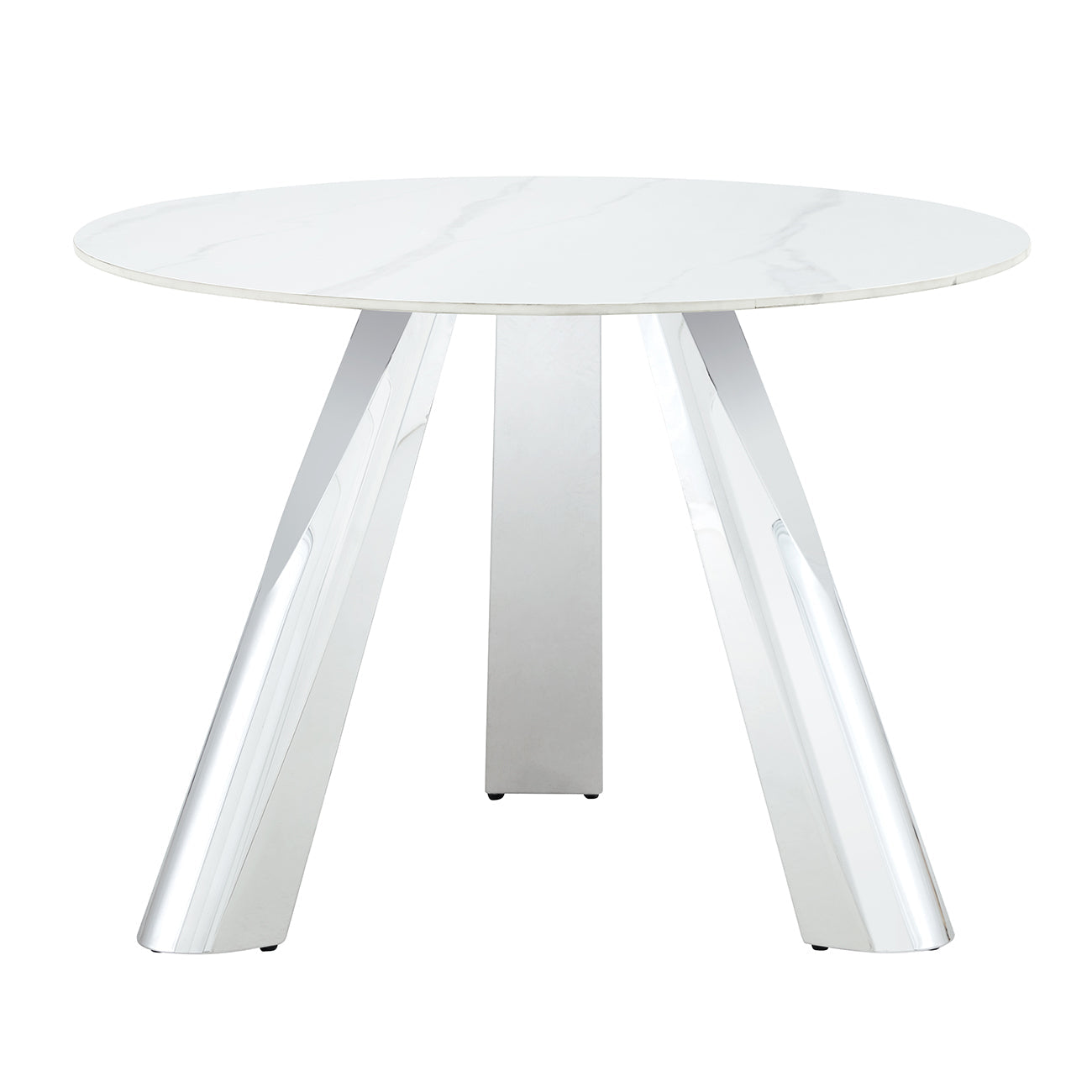 42' Luxury Sintered Stone Table: 0.45' Durable Top + 6' Steel Legs, 350lb Capacity, Stain/Heat-Resistant White/Gray Veined Surface - Modern Minimalist Design