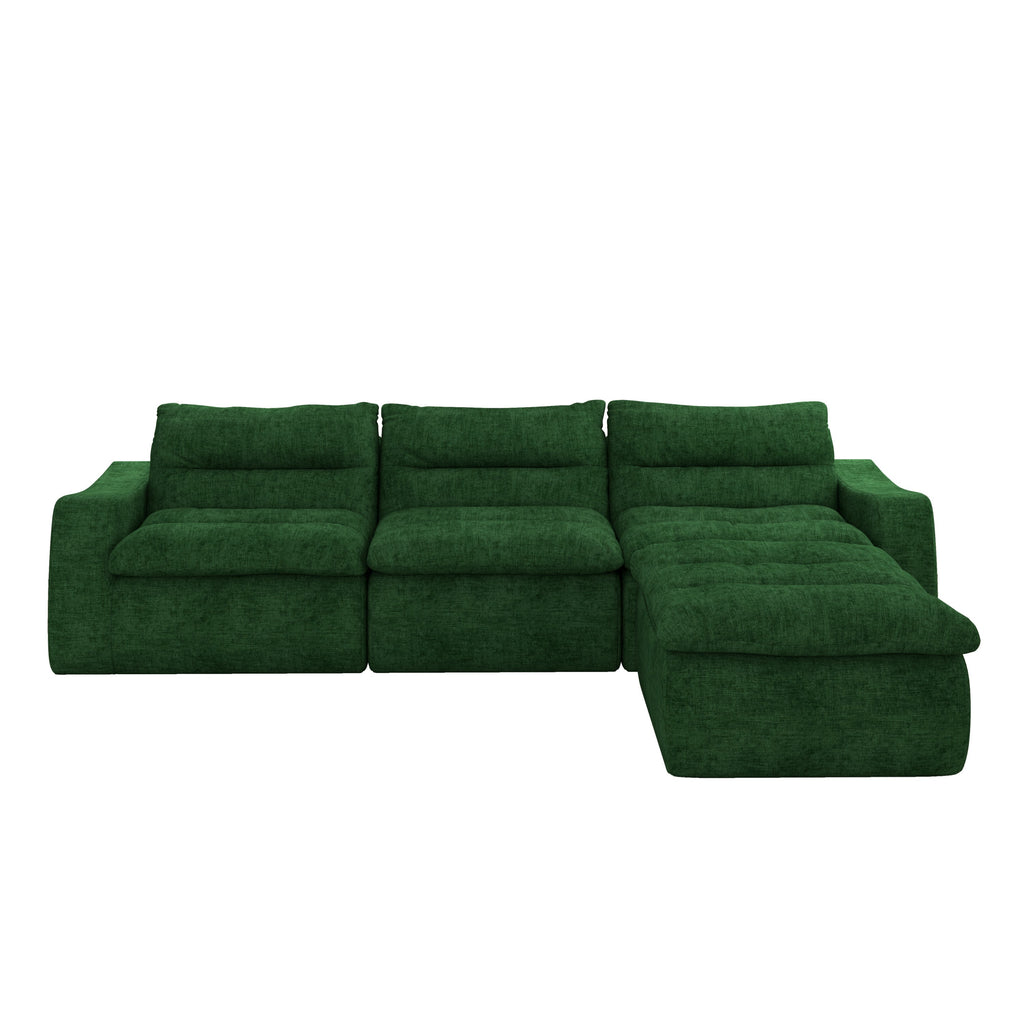 Right sofa seat, L-shaped modular combined sofa, compressed combined sofa, modern lazy style comfortable beanbag sofa-Green
