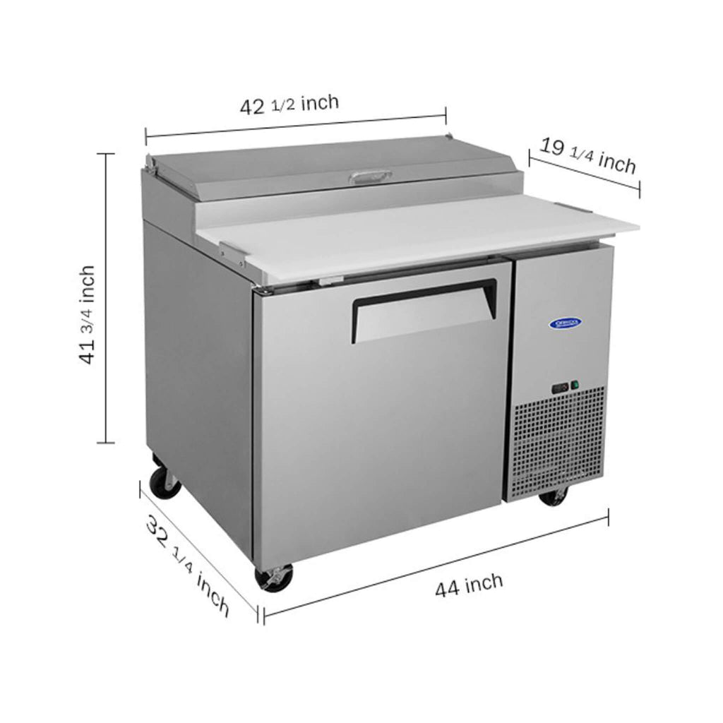 44" Commercial Pizza Prep Table With Built-In 11 Cu.Ft. Refrigerator (SAK09621)