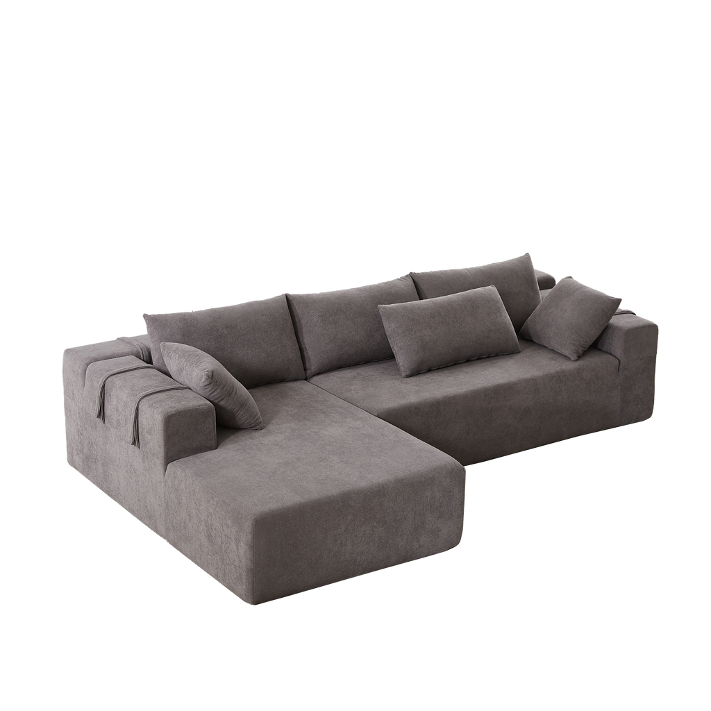 Modern Chenille Upholstered Sectional Sofa Couch Set,Modular 108' L Shaped Sectional Living Room Sofa Set With 6 Pillows,Free Combination Sofa Couch for Living Room,Bedroom(Left Chaise)