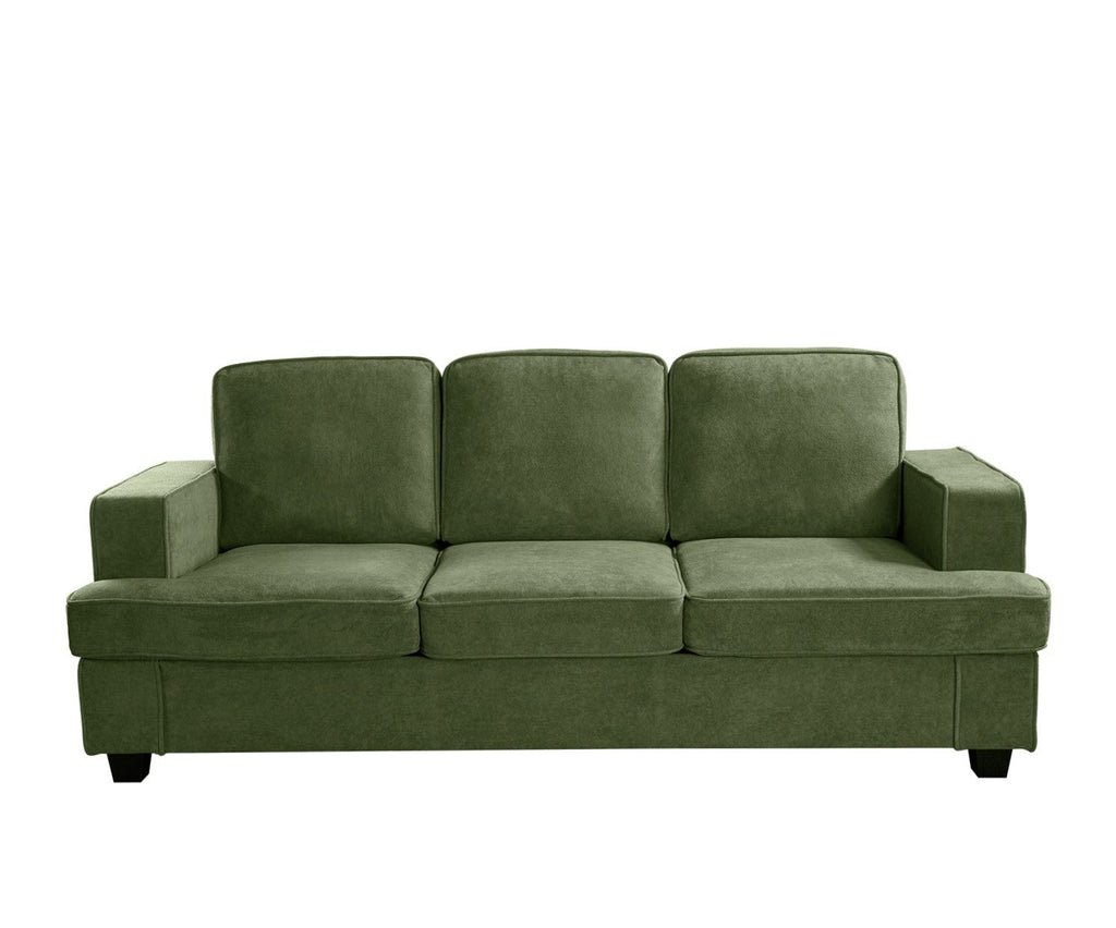 Modern Velvet Sofa, Comfortable 3 Seater Couch with Deep Seating and High-Density Foam, Loose Back Cushions, Wide Arms, Living Room Furniture for Home, Apartment, Office, Green