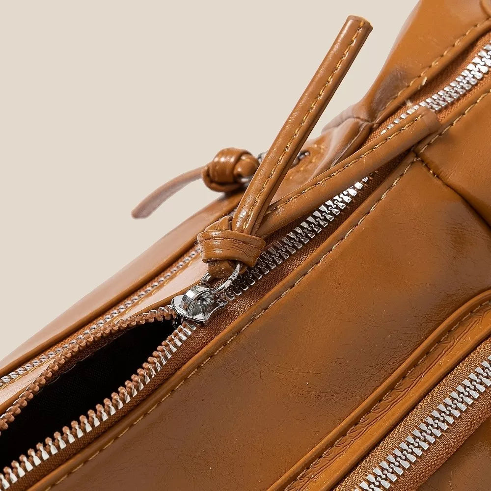 Fame Glossy Faux Leather Multi Pocket Hand Bag