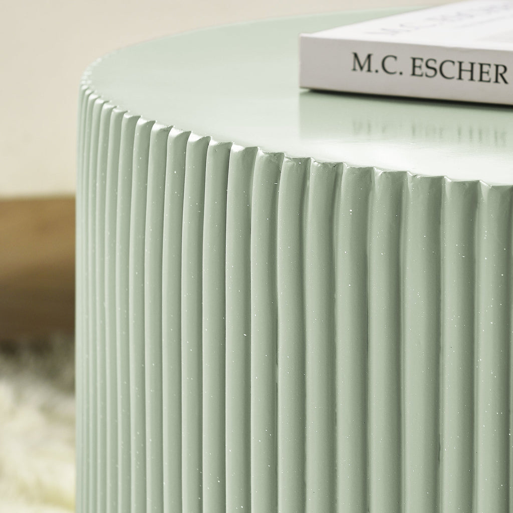 15.72-inch H-barrel coffee table, Nordic style, simple design, suitable for indoor and outdoor use, magnesium oxide material, suitable for living room, bedroom or garden sofa
