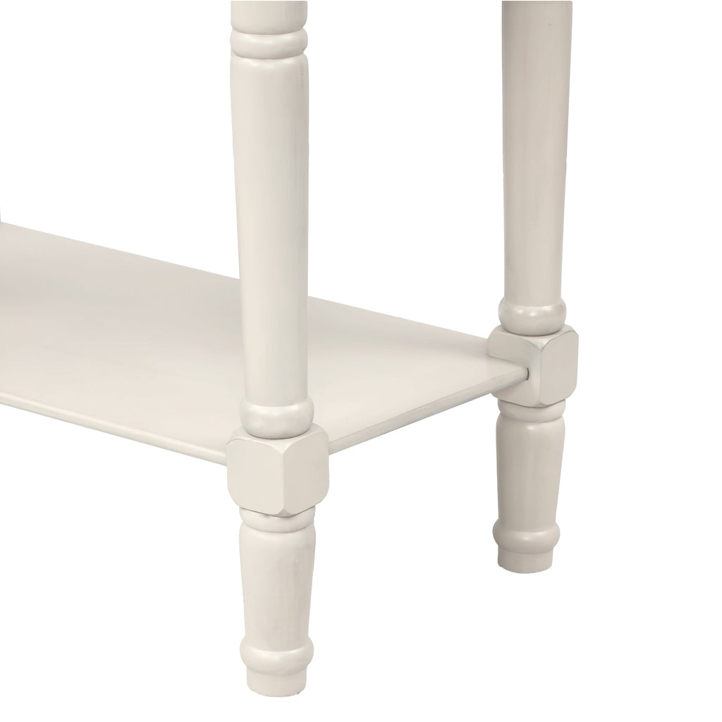 TREXM Narrow Console Table, Slim Sofa Table with Three Storage Drawers and Bottom Shelf (Ivory White)