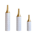 Floor Metal Vases Decorated White Metal Vases Set of 3 Gorgeous Home Decoration Large Glazed Metal Vases 24in/28.7in/33.5in Height