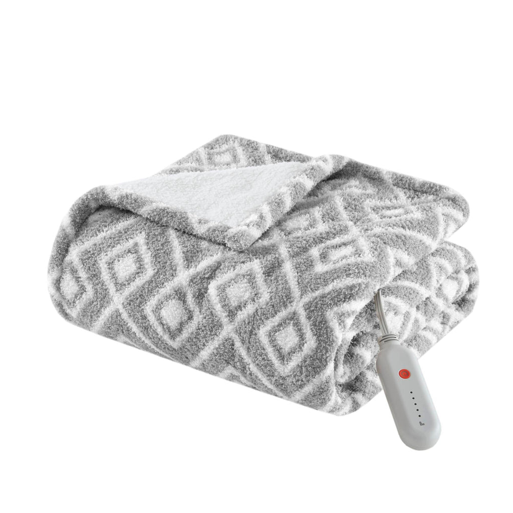 1 PCS 50x60' Dream Soft Heated Throw Grey Geo