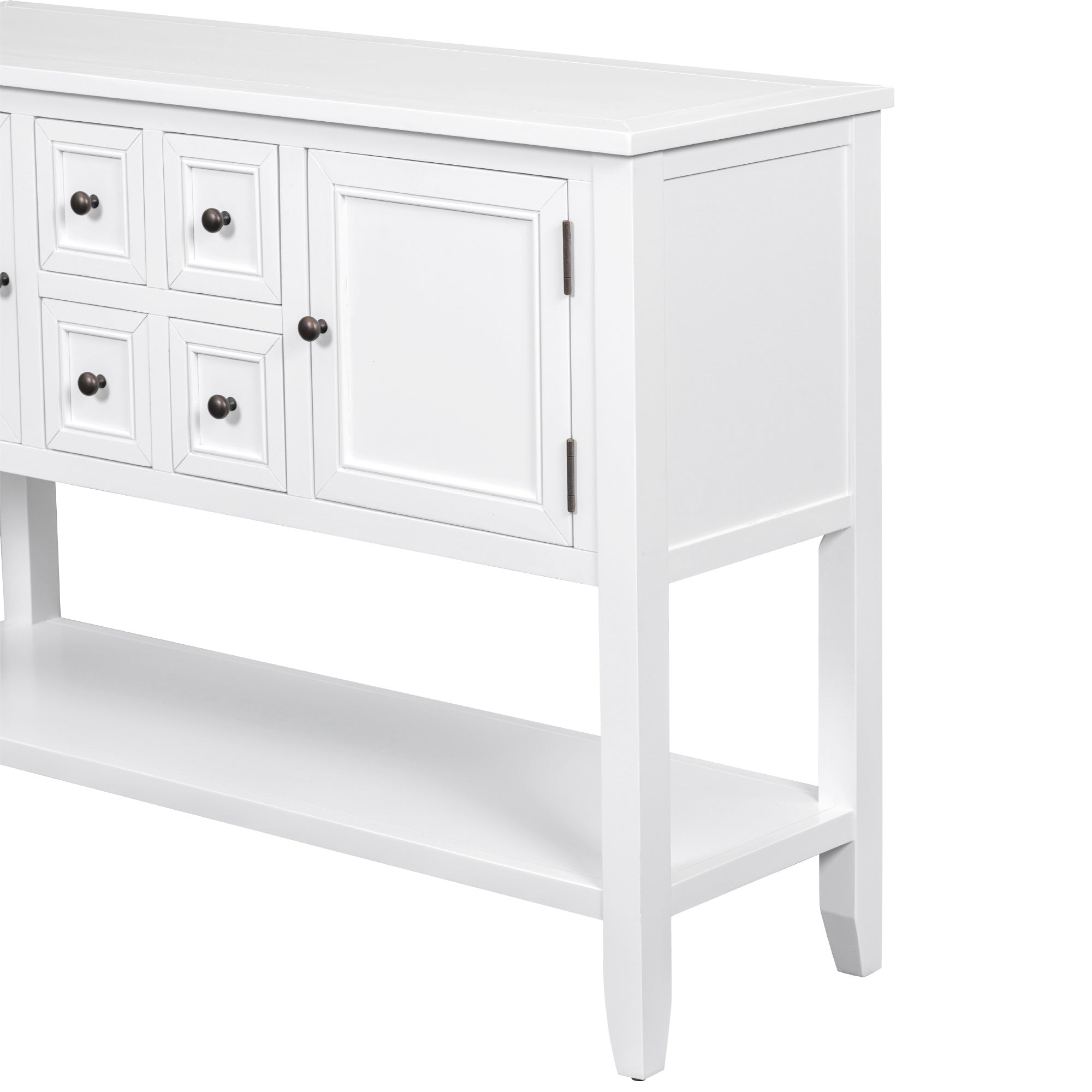 TREXM Cambridge Series  Ample Storage Vintage Console Table with Four Small Drawers and Bottom Shelf for Living Rooms, Entrances and Kitchens (White, OLD SKU: WF190263AAA)