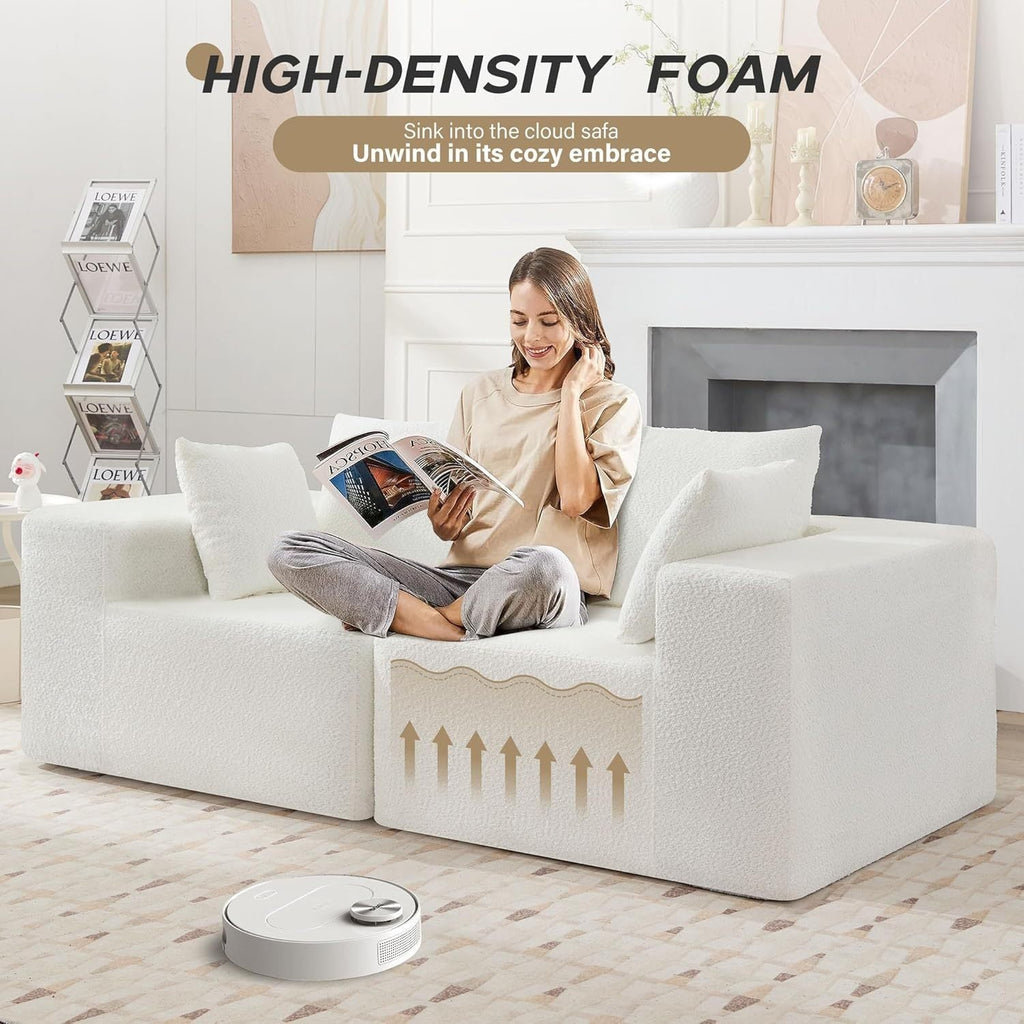 103' Modular Sectional Sofa, L Shaped Cloud Sectional Couch with Deep Seats, Modern Boneless Couch with Chaise, No Assembly Foam Couches, Upholstered Couches for Living Room & Bedroom & Game Room