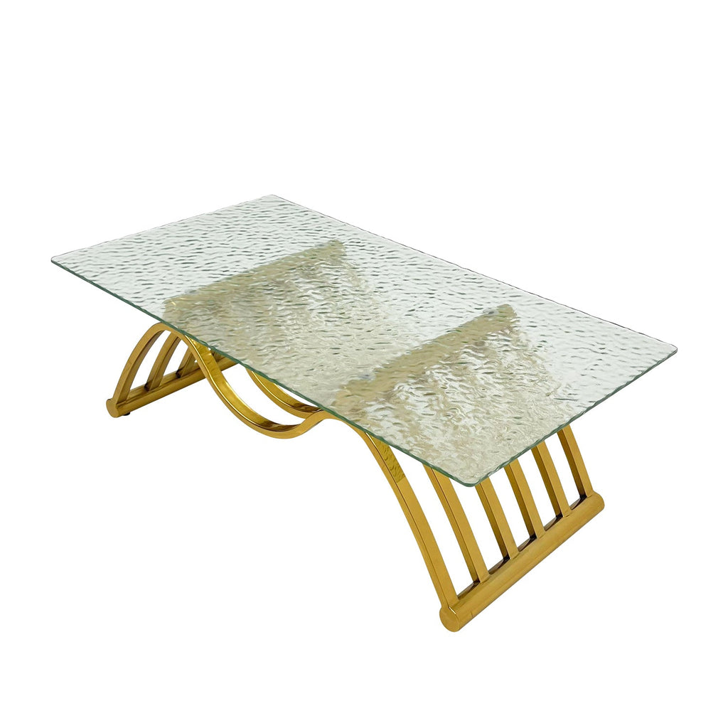 Modern Design GOLD Stainless Steel Frame Coffee Table Water Tempered Glass Coffee Table for Bedroom Living Room