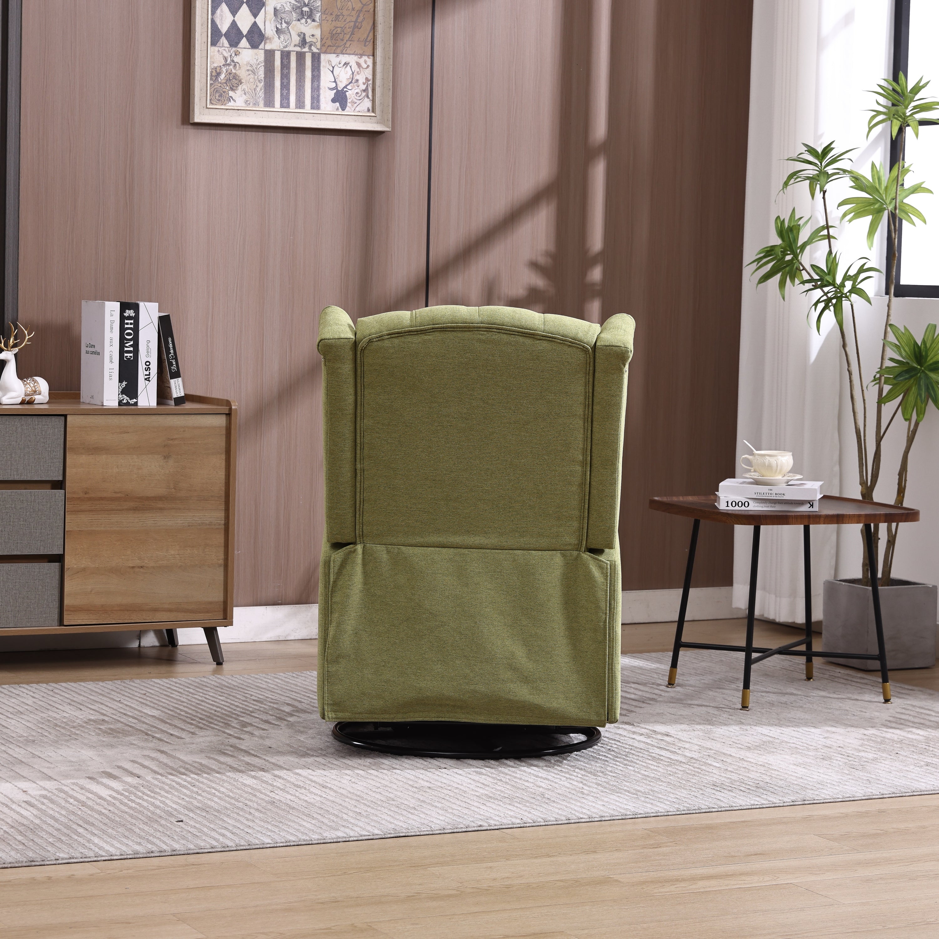COOLMORE Rocking Recliner Chair,360 Degree Swivel Nursery Rocking Chair,Glider Chair,Modern Small Rocking Swivel Recliner Chair for Bedroom,Living Room Chair Home Theater Seat (Ovive Green)