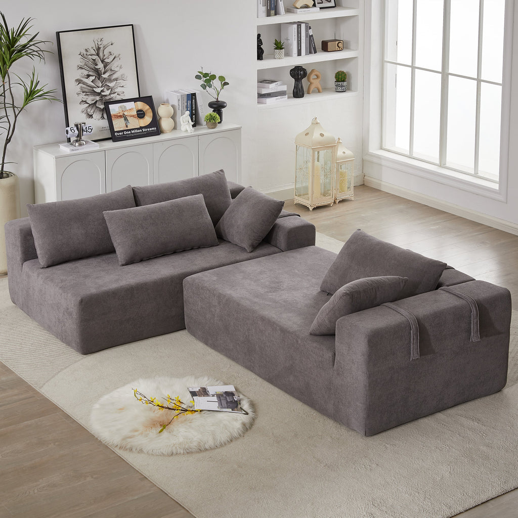 Modern Chenille Upholstered Sectional Sofa Couch Set,Modular 108' L Shaped Sectional Living Room Sofa Set With 6 Pillows,Free Combination Sofa Couch for Living Room,Bedroom(Left Chaise)