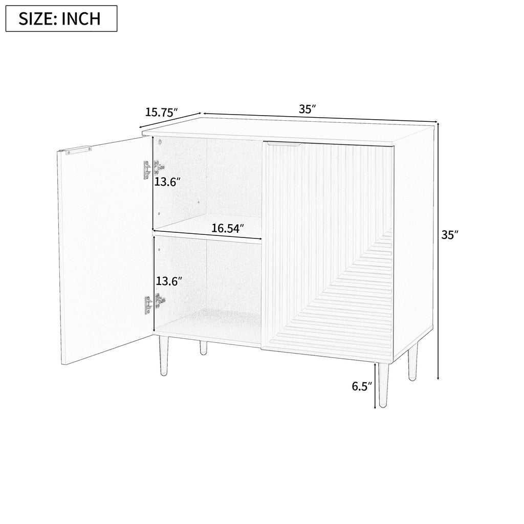 Mirod Set of 2 Modern Minimalist Side Cabinets,Versatile Storage Solution,Adjustable Shelves,Stylish Geometric Door Design,Perfect as TV Stand