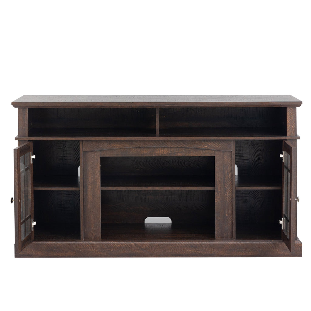 TVstand,media console,storage cabinet,entertainment center,with electronicfireplace,Install theLEDBluetooth band,using the latest infrared heating technology,electronicflame beautiful,safe.color:brown