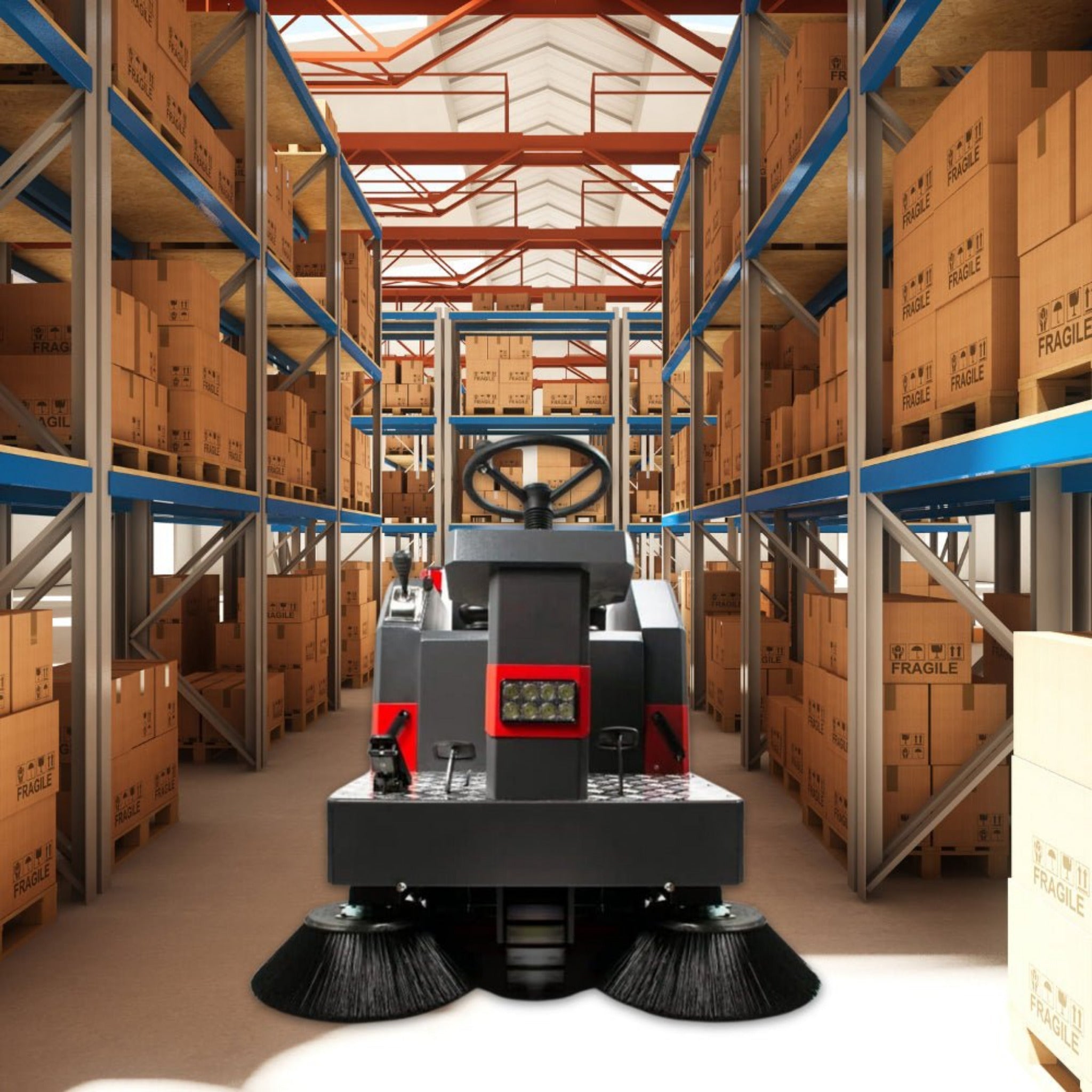 49" Heavy Duty Electric Industrial Ride-On Floor Sweeper With Dust Bin, 1400W (SAK18436)