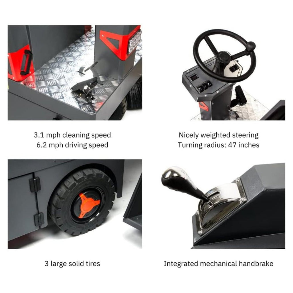 49" Heavy Duty Electric Industrial Ride-On Floor Sweeper With Dust Bin, 1400W (SAK18436)