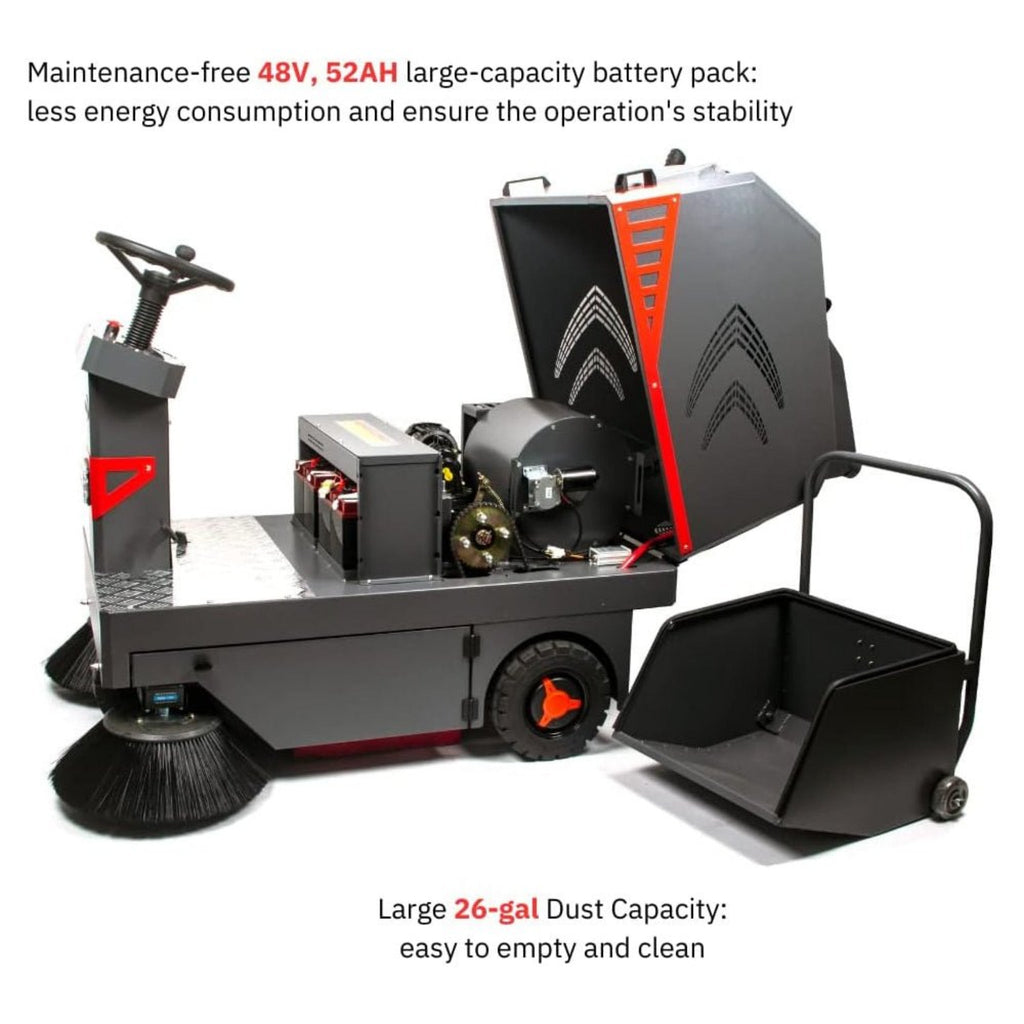 49" Heavy Duty Electric Industrial Ride-On Floor Sweeper With Dust Bin, 1400W (SAK18436)