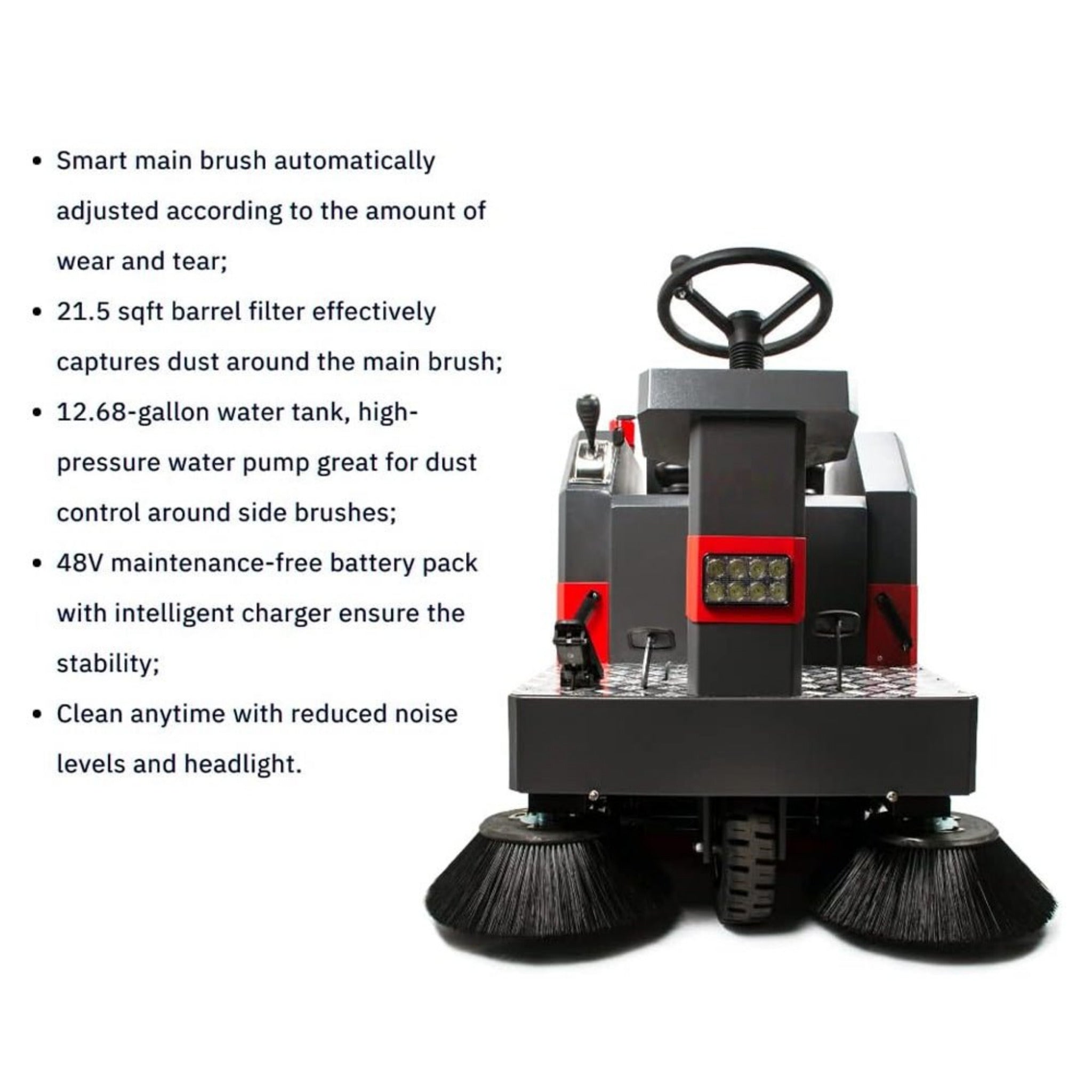 49" Heavy Duty Electric Industrial Ride-On Floor Sweeper With Dust Bin, 1400W (SAK18436)