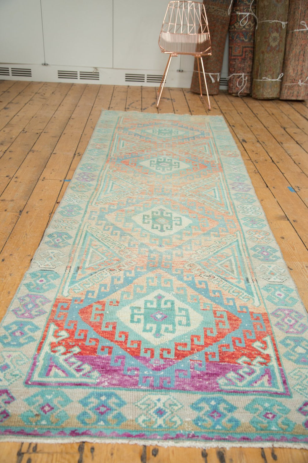 3.5x10.5 Vintage Distressed Oushak Rug Runner