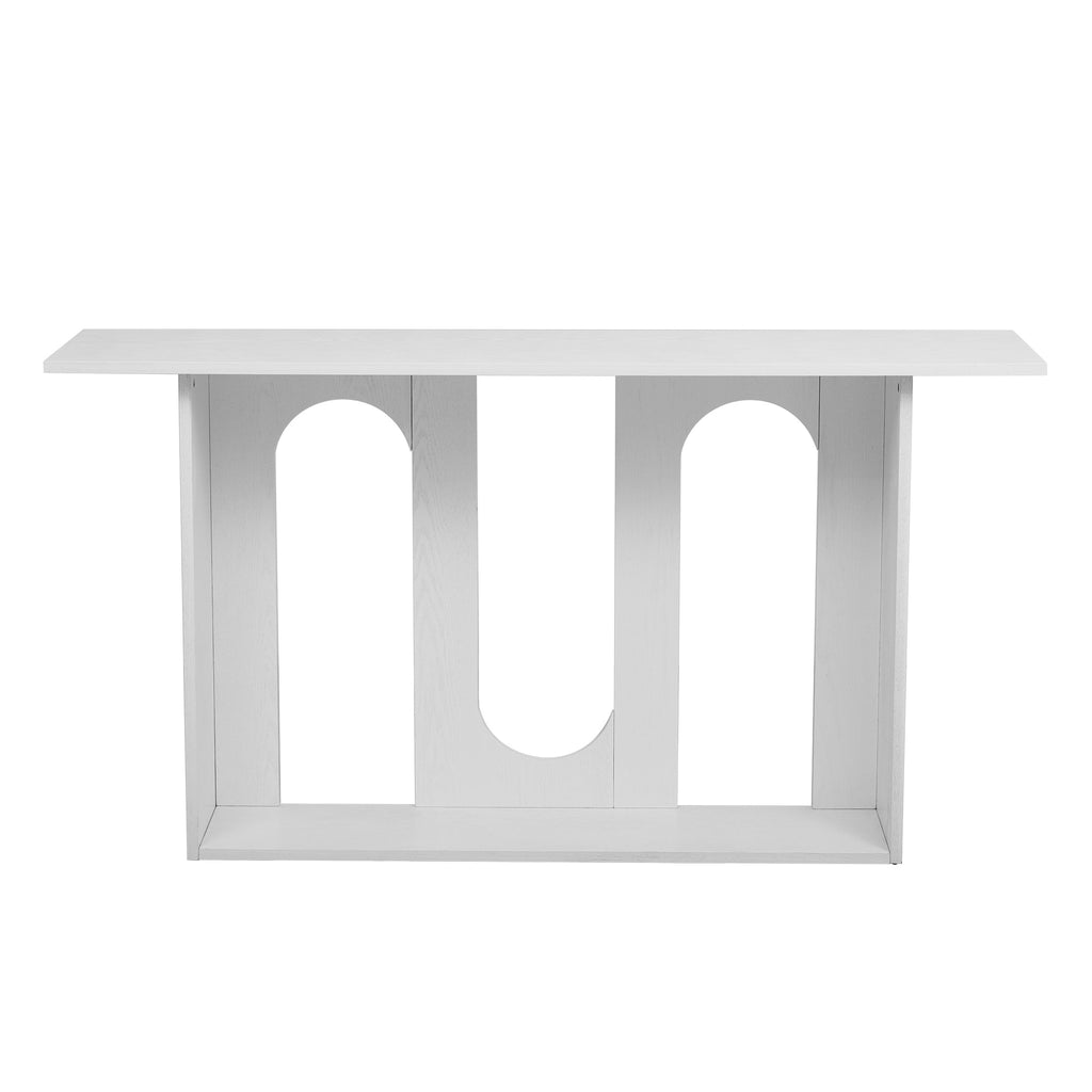 U_STYLE Modern and Curved Design Ash Veneer Console Table with Shelf,Suitable for Entryway,Hallway Living Room,Foyer,Corridor