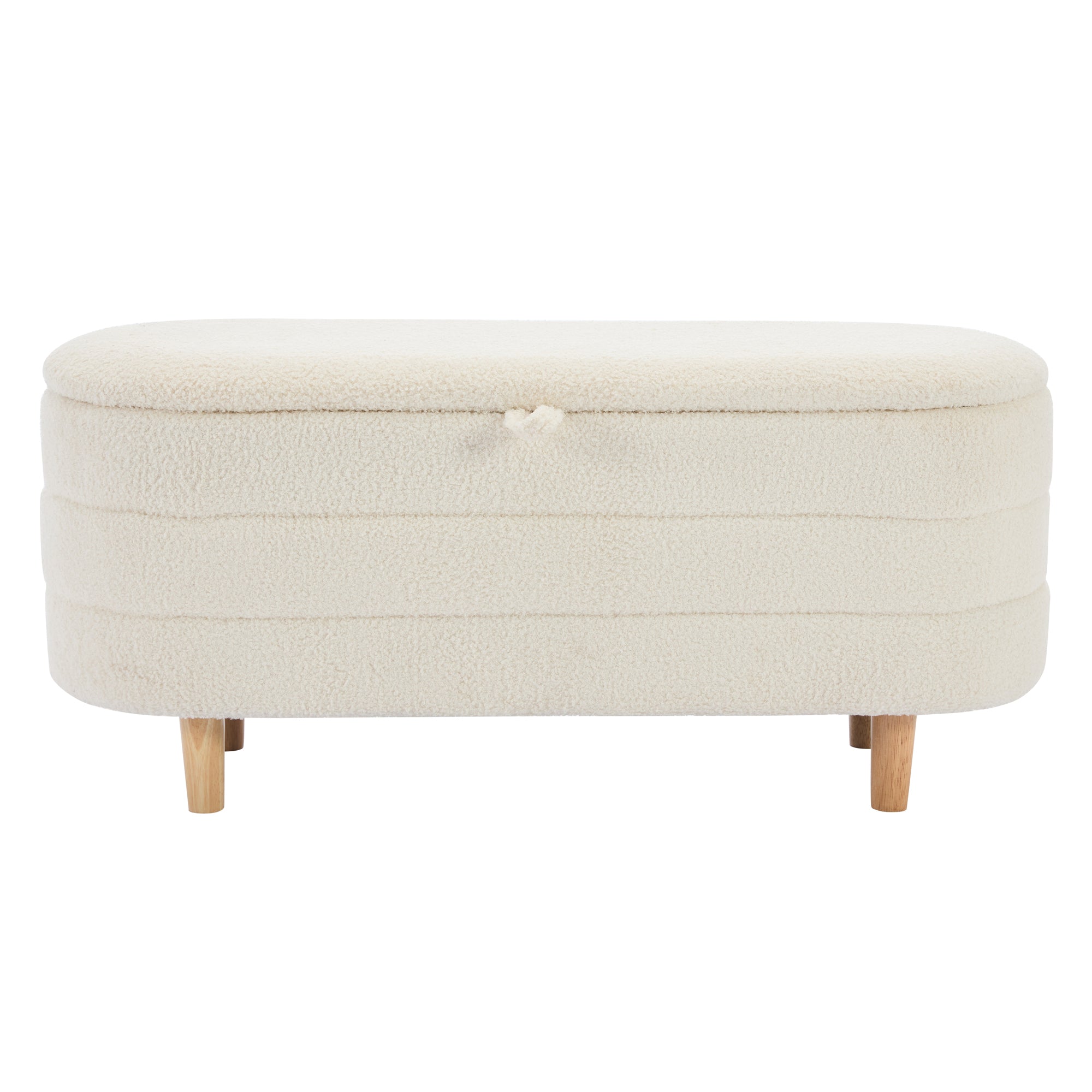 2-Pieces Bedroom Sets Full Size Flower-Shaped Upholstered LED Platform Bed with Storage Ottoman-Sherpa Fabric, White