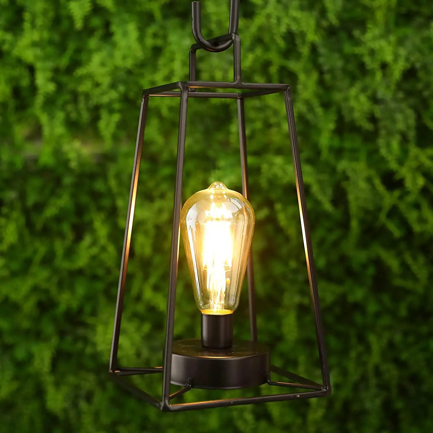 12-inch retro style geometric table lamp by JHY DESIGN; black metal frame with Edison bulb