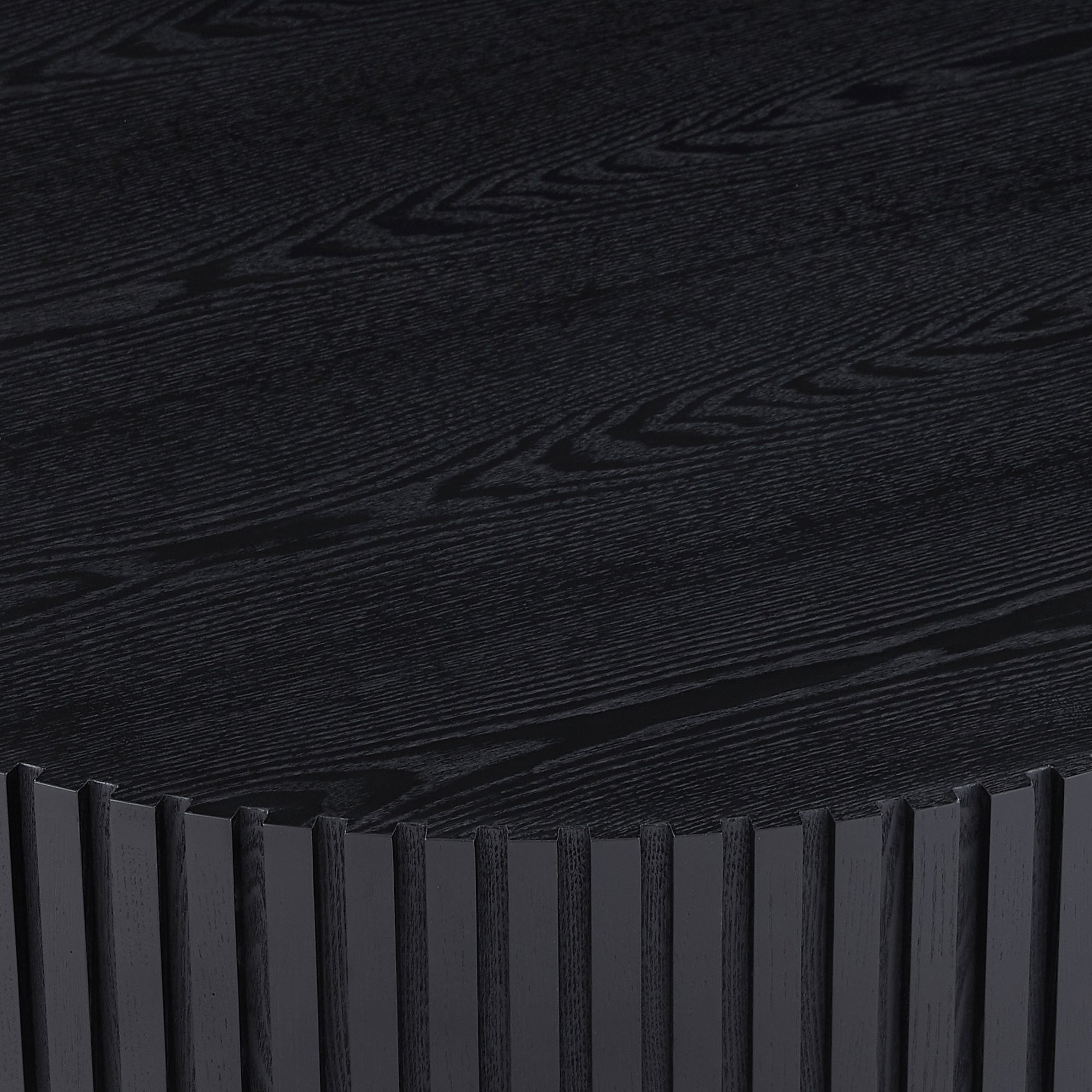 BLACK MDF coffee table 39.37inch Modern Handcraft Drum Coffee Table Round Wood Coffee Table for Living Room, Apartment