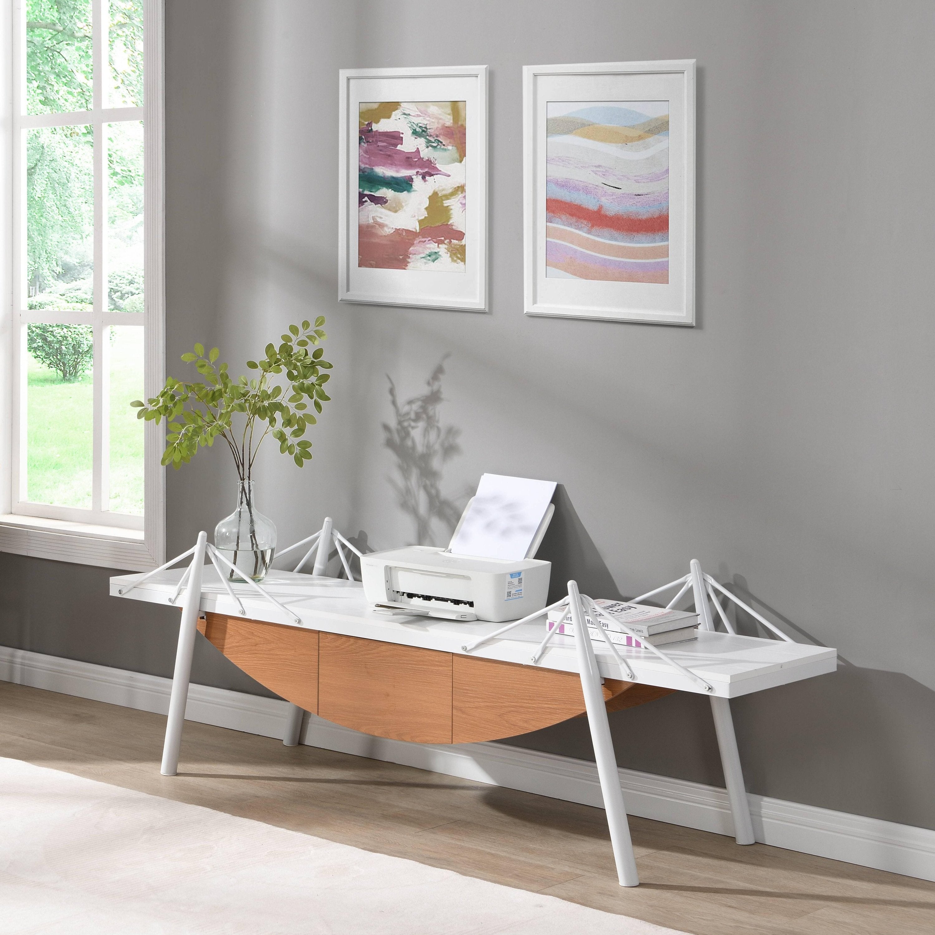 Sailboat-Shaped TV Stand, 70.87 inch Modern Entertainment Center with Drawer, MDF Wood Media Console Table, Unique Nautical Design, Sturdy Metal Support, Storage Cabinet for Living Room and Office