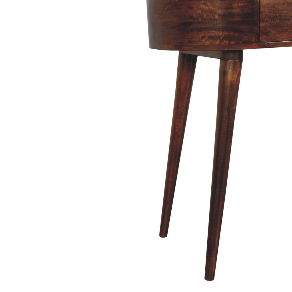 Solid Wood Honey Caramel Rounded Small Console Table