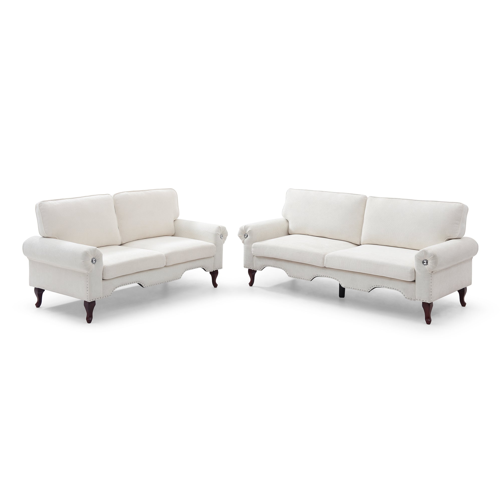 2 Piece Sectional Sofa Set with Movable Pillows, 5 Seat Convertible Couch Sets, Upholstered Sofa for Living Room Office, Bedroom & Apartment, Beige