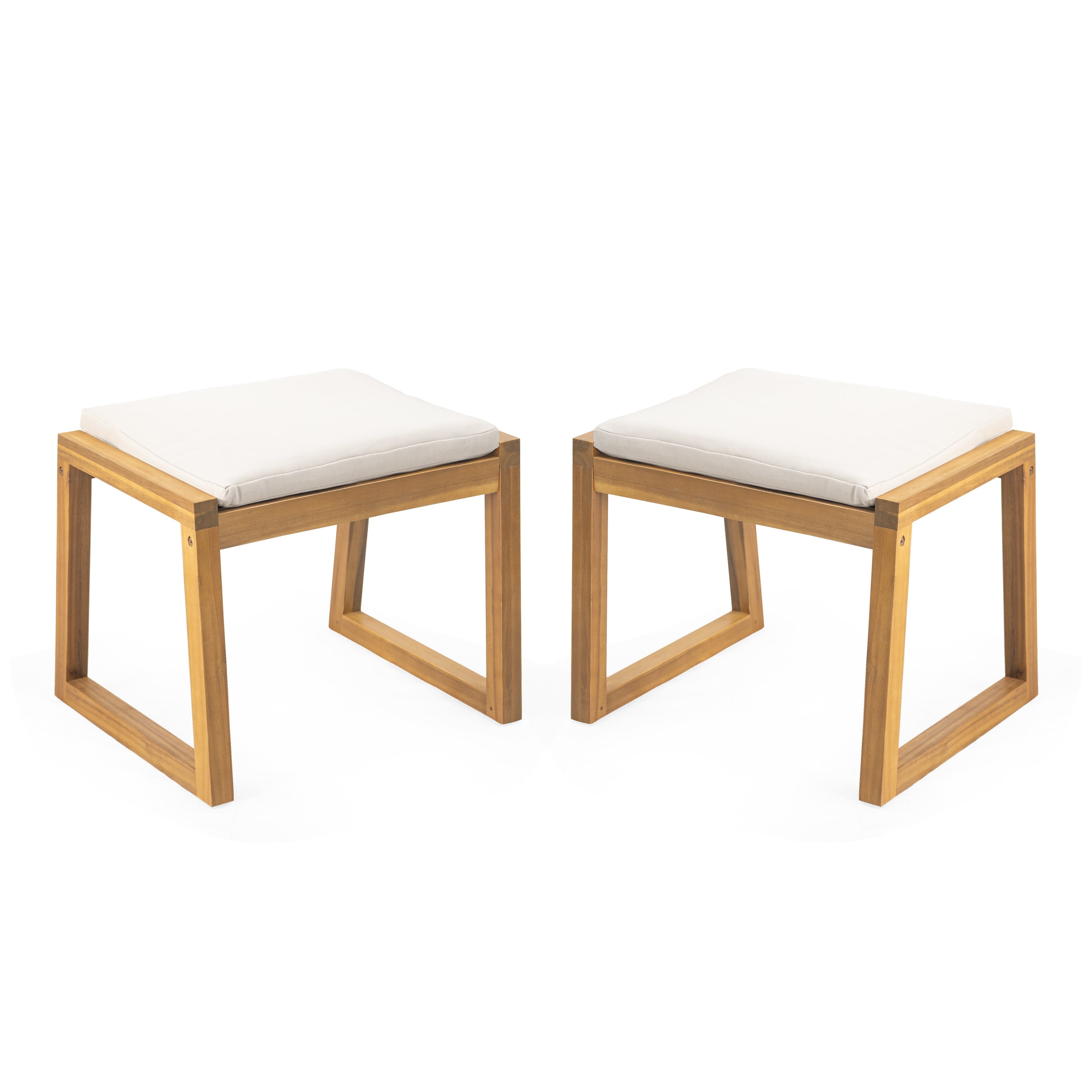 Acacia Wood Outdoor Dining Set of 5, Patio Dining Furniture Set with 1 Table 2 Benches 2 Chairs, Teak and  Beige